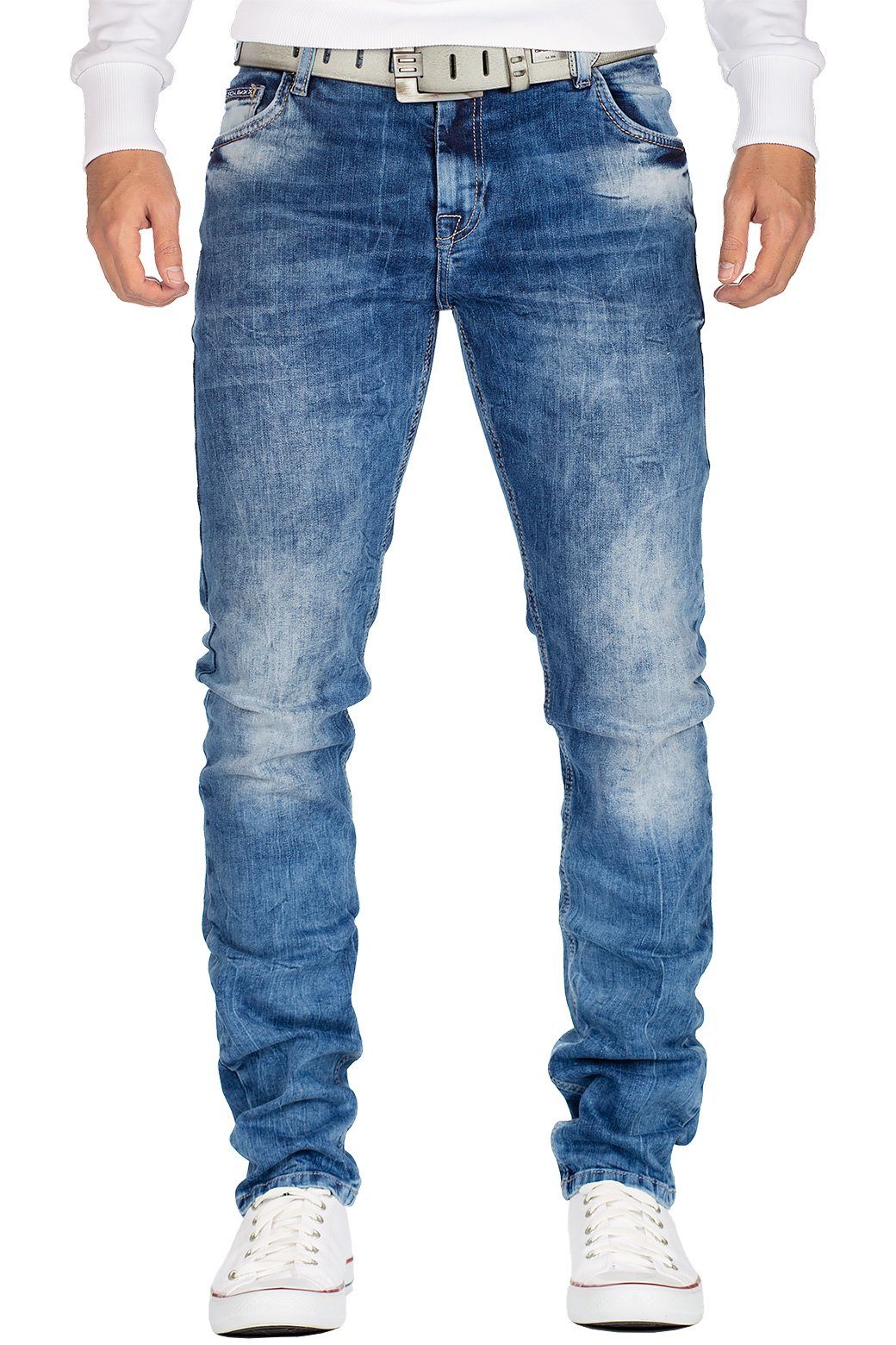 Cipo & Baxx Slim-fit-Jeans Casual Hose BA-CD533 Blau W30/L34 (1-tlg) mit lässiger Stonewashed Waschung