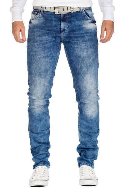 Cipo & Baxx Slim-fit-Jeans Casual Hose BA-CD533 Blau W32/L36 (1-tlg) mit lässiger Stonewashed Waschung
