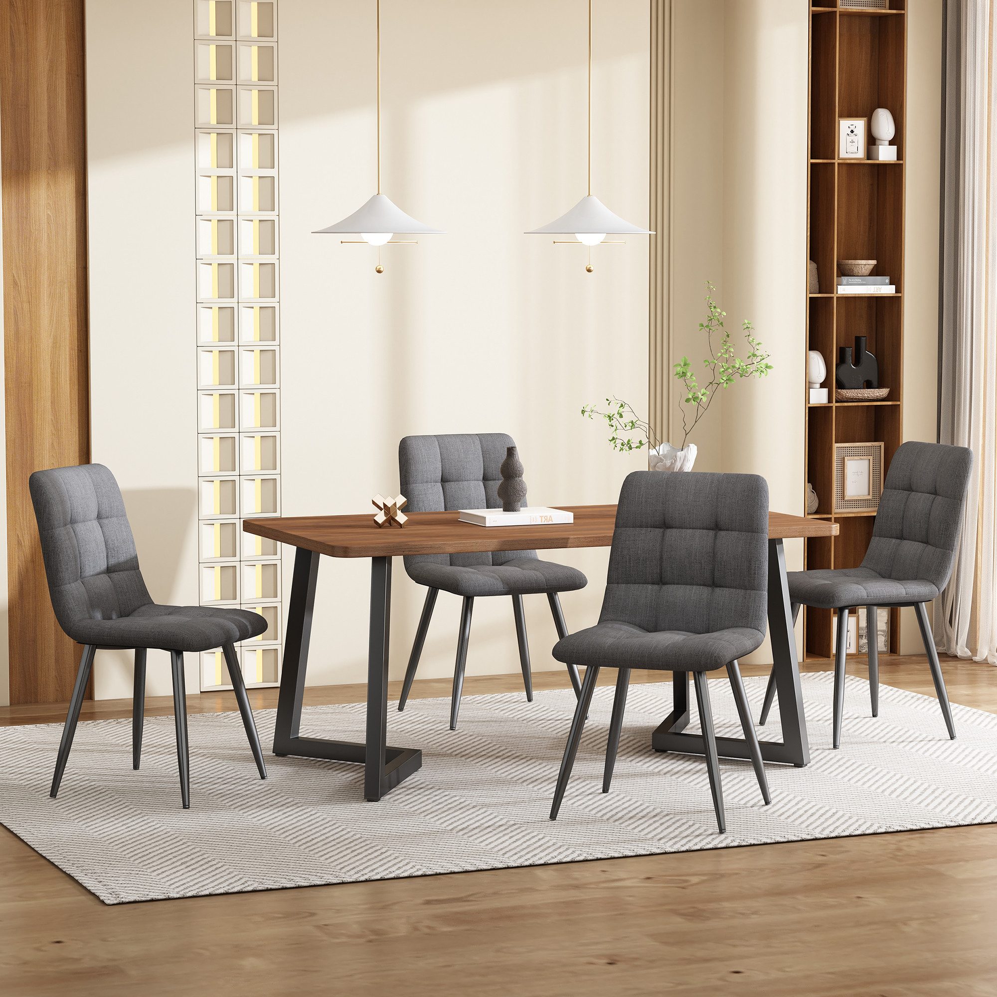 OKWISH Esstisch Essgruppe,Esstisch mit Stühlen Set, günstig online kaufen