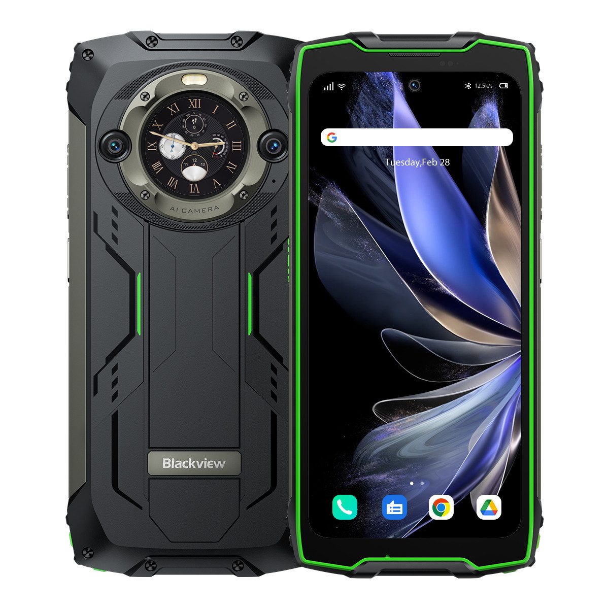 blackview BV9300Pro(8+256) Smartphone (6.7 Zoll, 256 GB Speicherplatz, 64 MP Kamera, Zwei-Display-Layout, 15080mAh Akku, Fingerabdruck/NFC/IP69K)