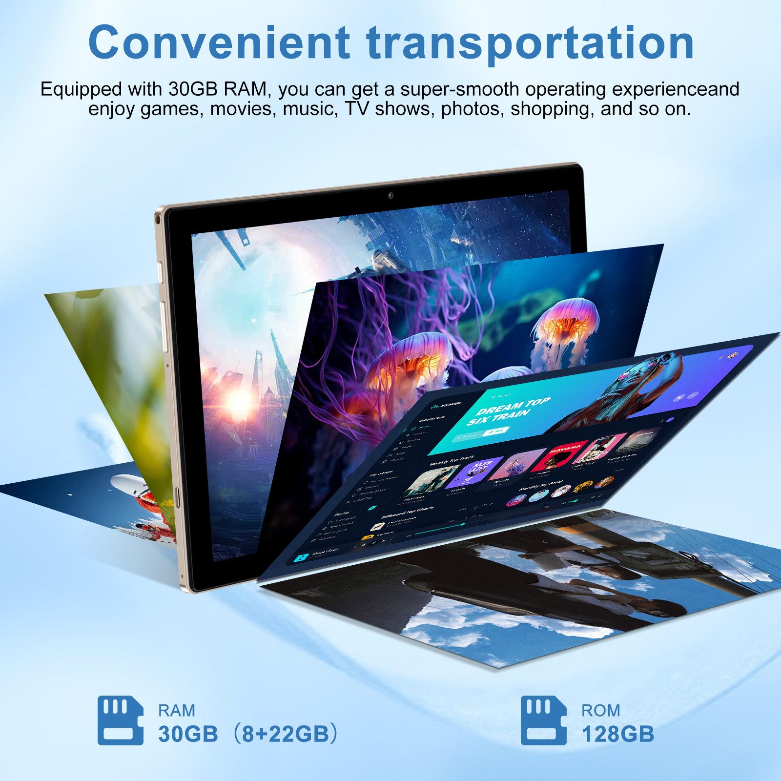 GOODTEL YESTEL 10.1 Zoll Android 15 Tablet – 30GB RAM, 128GB Speicher Tablet (10.1", Android15, Octa-Core 2.0GHz, 8000mAh Akku, GPS)