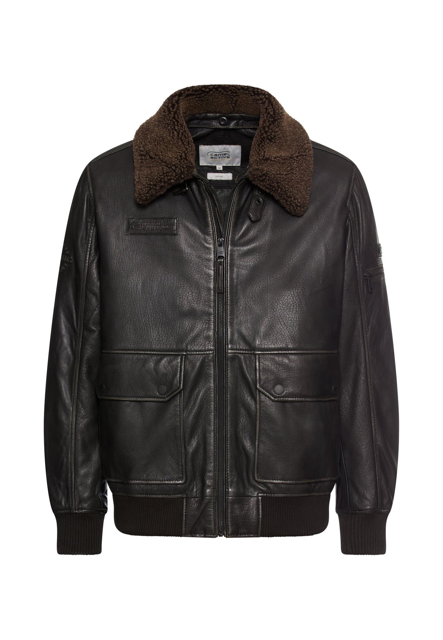 Lederjacke mit Innentaschen Langarm