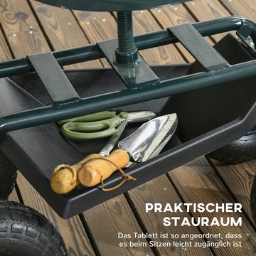 Outsunny Rollsitz Werkstattwagen mit Ablage Korb fahrbar Rollwagen (Gartenrollsitz, 1 St., Arbeitssitz), für kleine Gartengeräte Stahl Grün