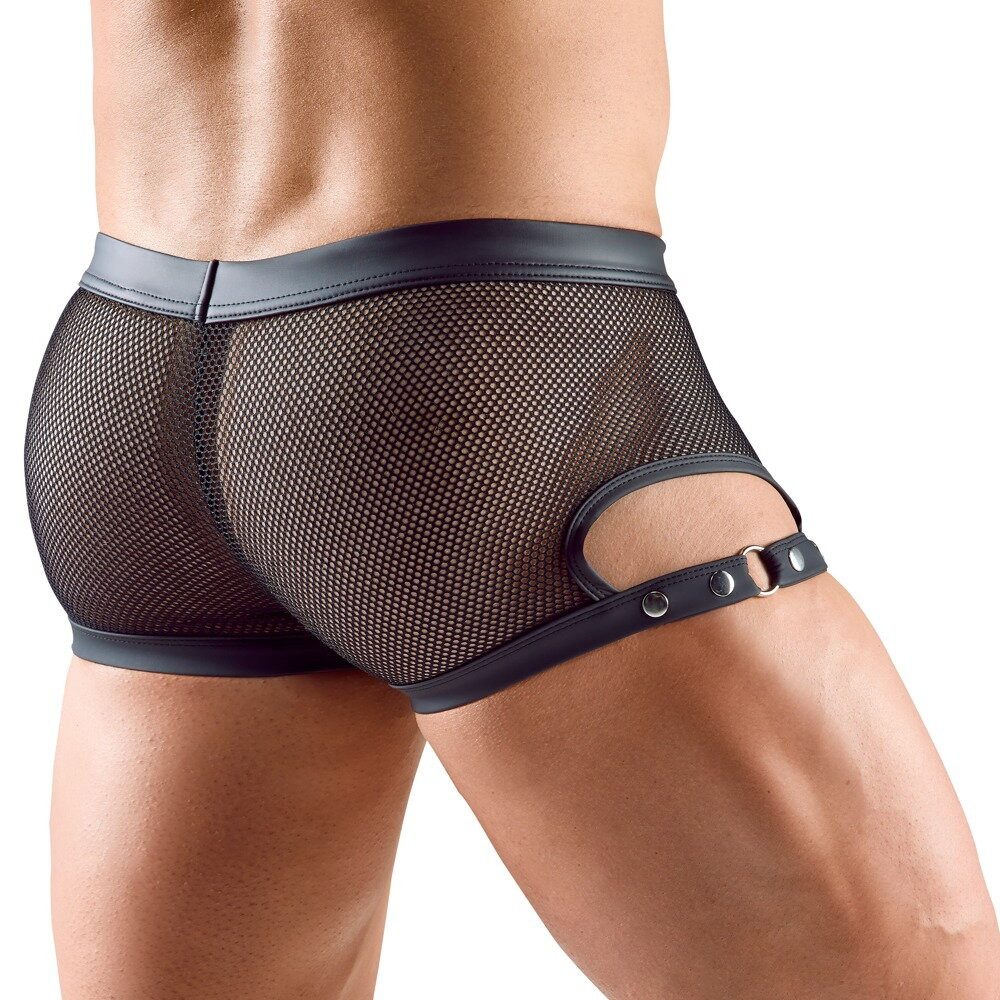 Svenjoyment Boxershorts Netz Boxershorts mit Druckknöpfen - schwarz (1-St) rundum weich und elastisch für passgenauen und komfortablen Sitz