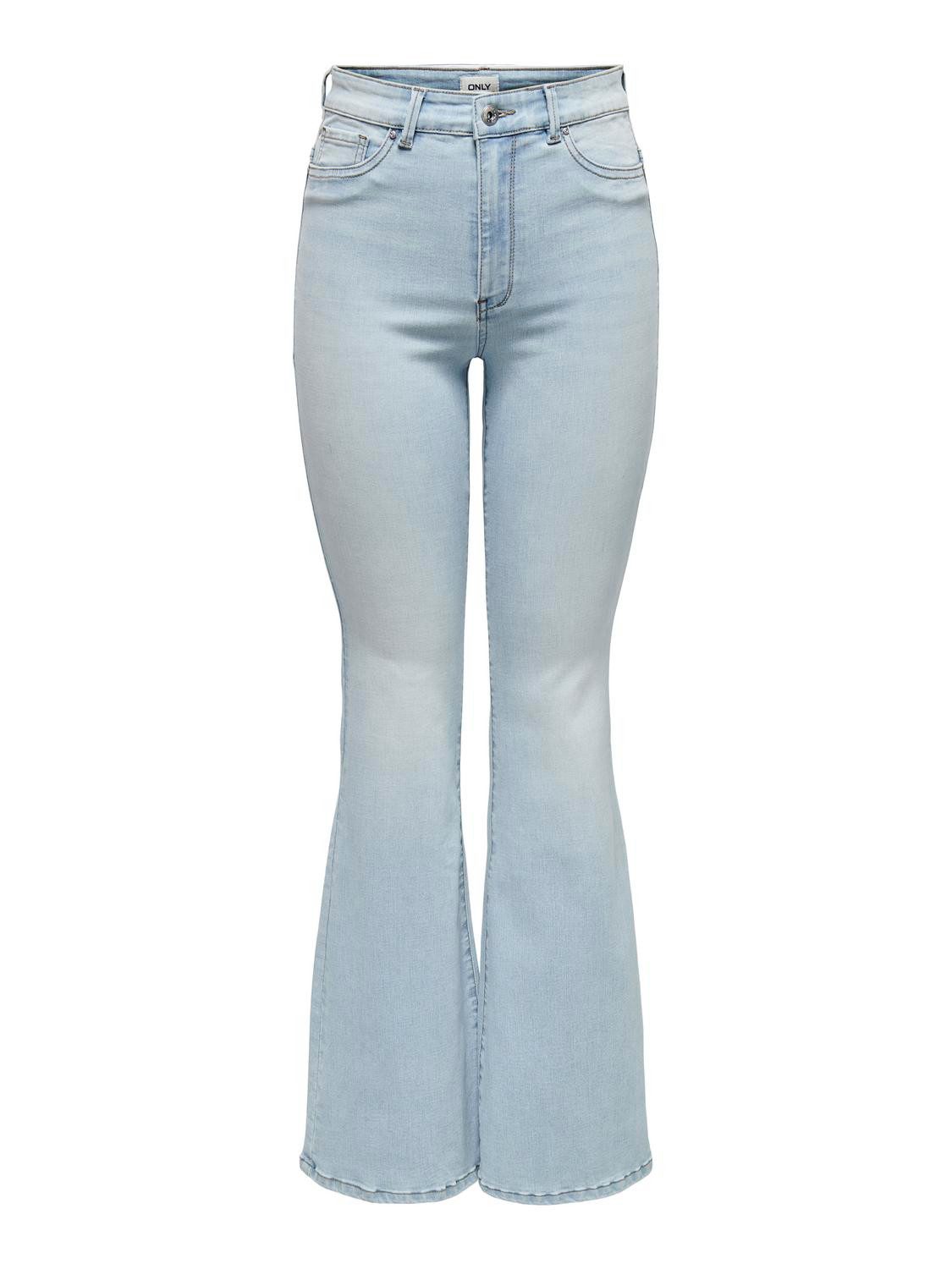 ONLY Bootcut-Jeans ONLLUSH MW RETRO FLARED DNM Materialmix, bootcut fit, Regular Waist,  Retro-Fit