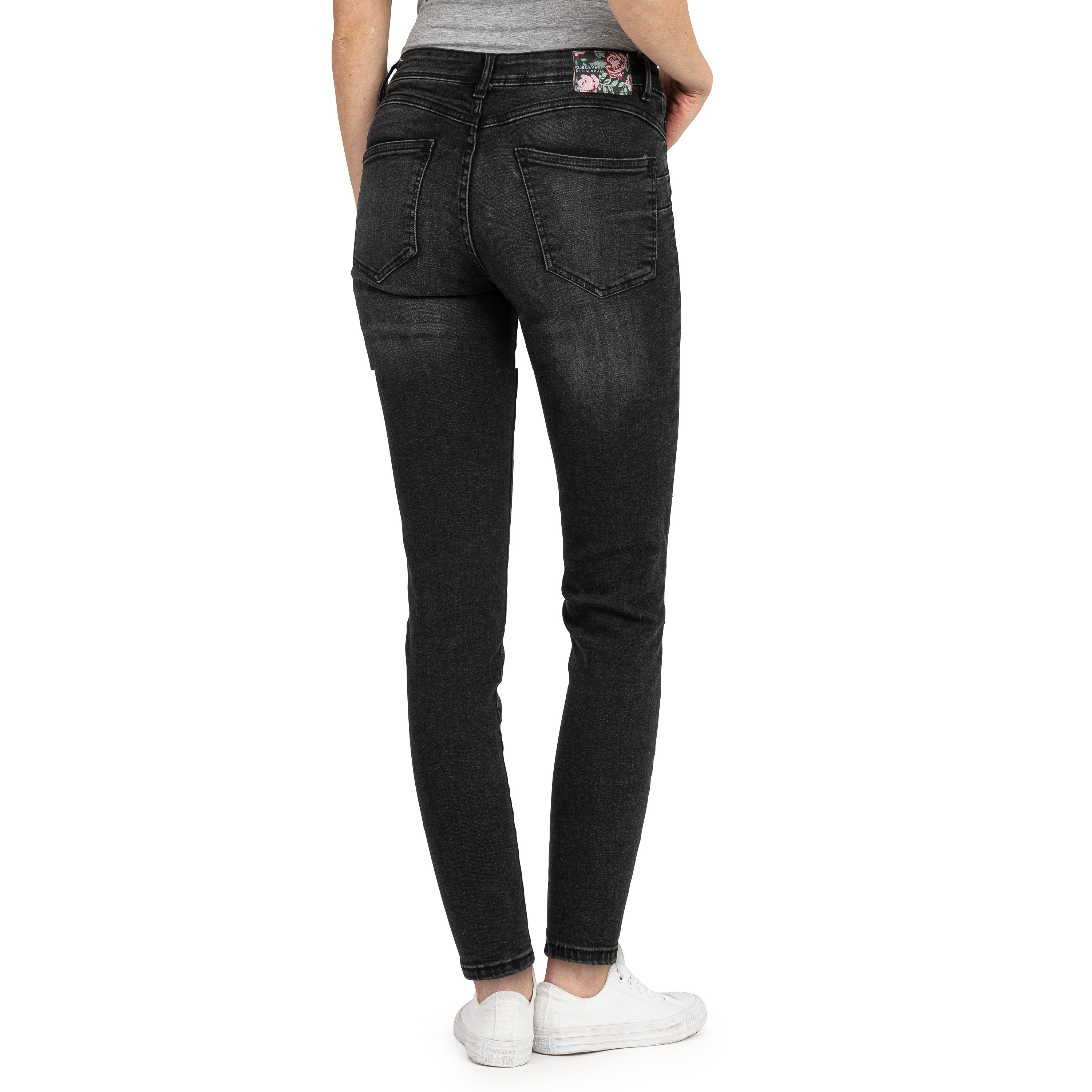 SUBLEVEL Slim-fit-Jeans Damen Jeans Skinny Slim Fit Jeanshose Hose Röhre Denim Stretch