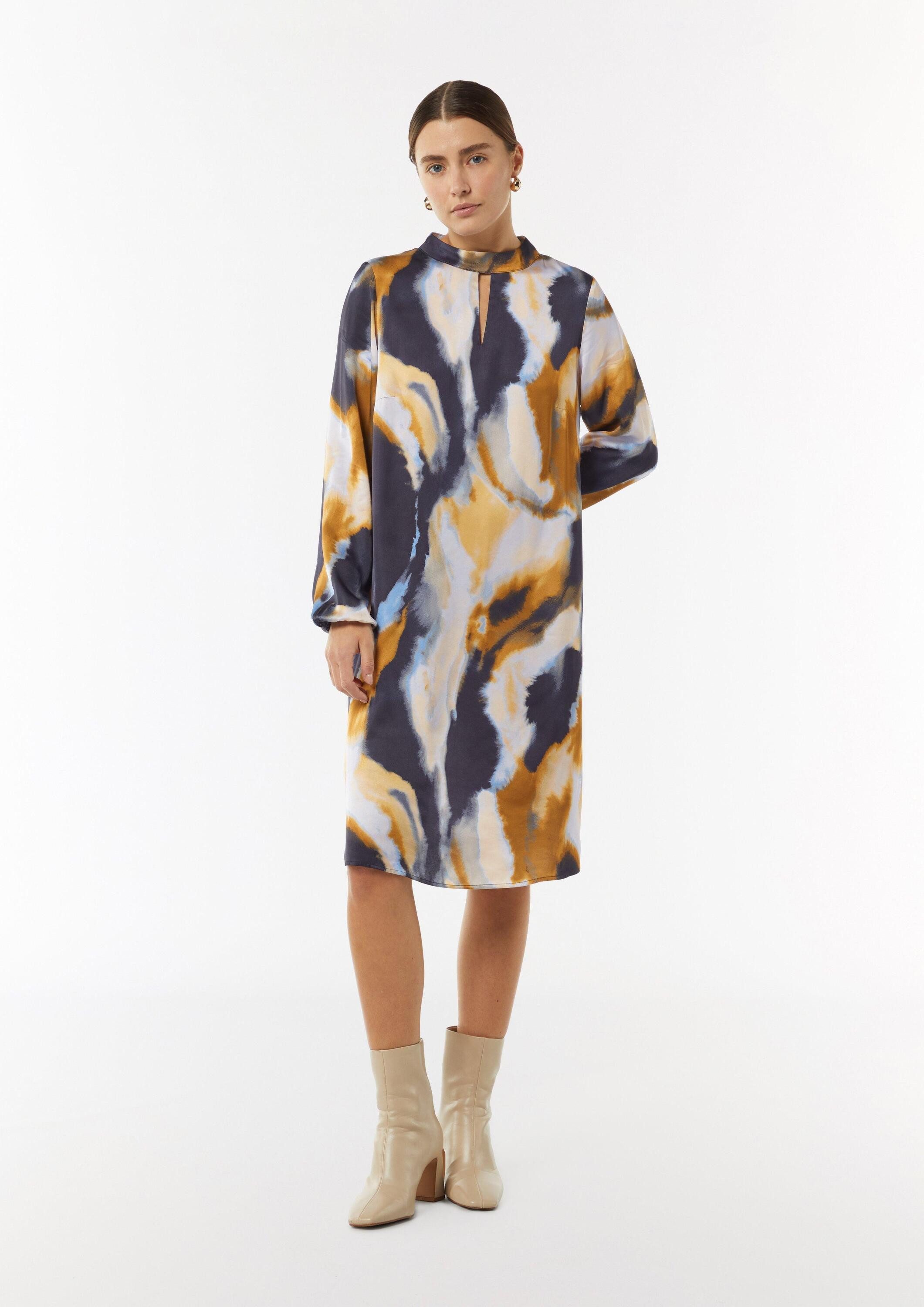 comma Minikleid Kleid Kleid mit All-over-Print und Cut-out am Ausschnitt