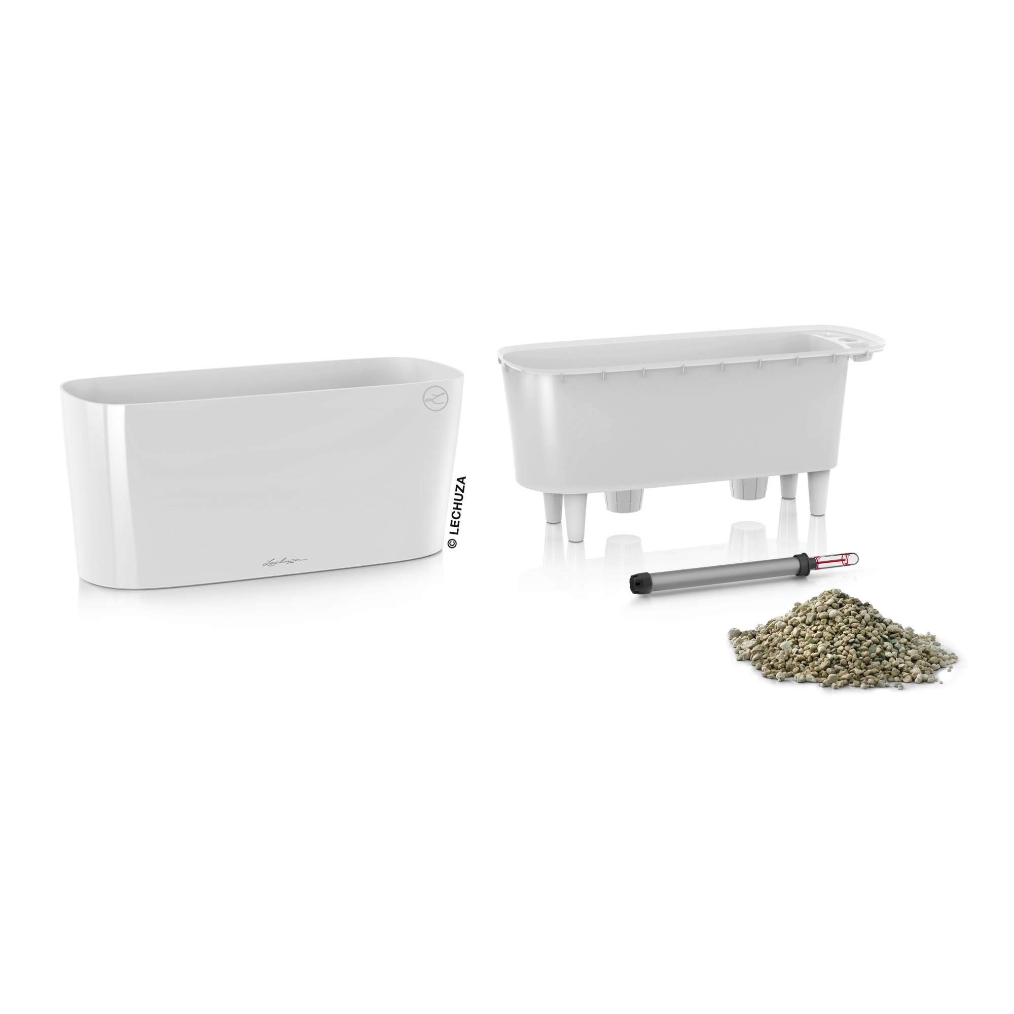 Lechuza® Blumentopf Delta weiß Wasserspeicher (1 hochglanz St) - mit 20