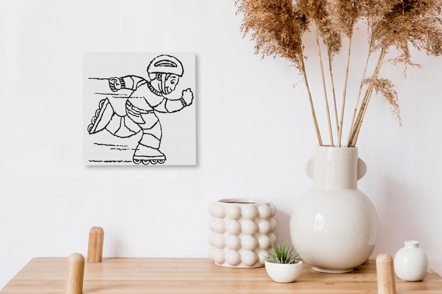 Hintergrund, für Leinwandbild Bilder Eine OneMillionCanvasses® (1 Wohnzimmer St), einem eines Leinwand vor Illustration Schlafzimmer weißen Skeelers
