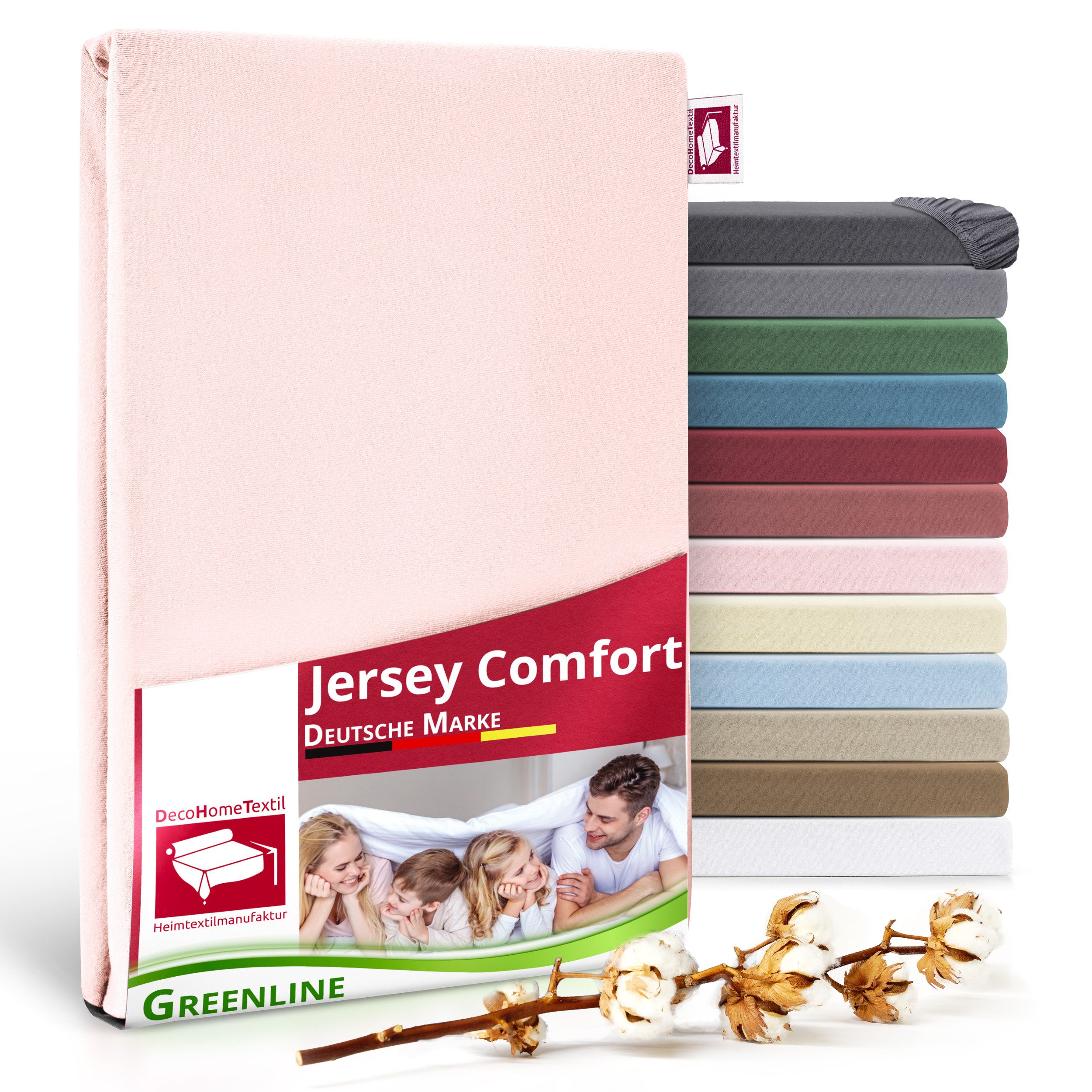 DecoHomeTextil Heimtextilmanufaktur Spannbettlaken Greenline Spannbettlaken Premium Jersey aus 100% Baumwolle