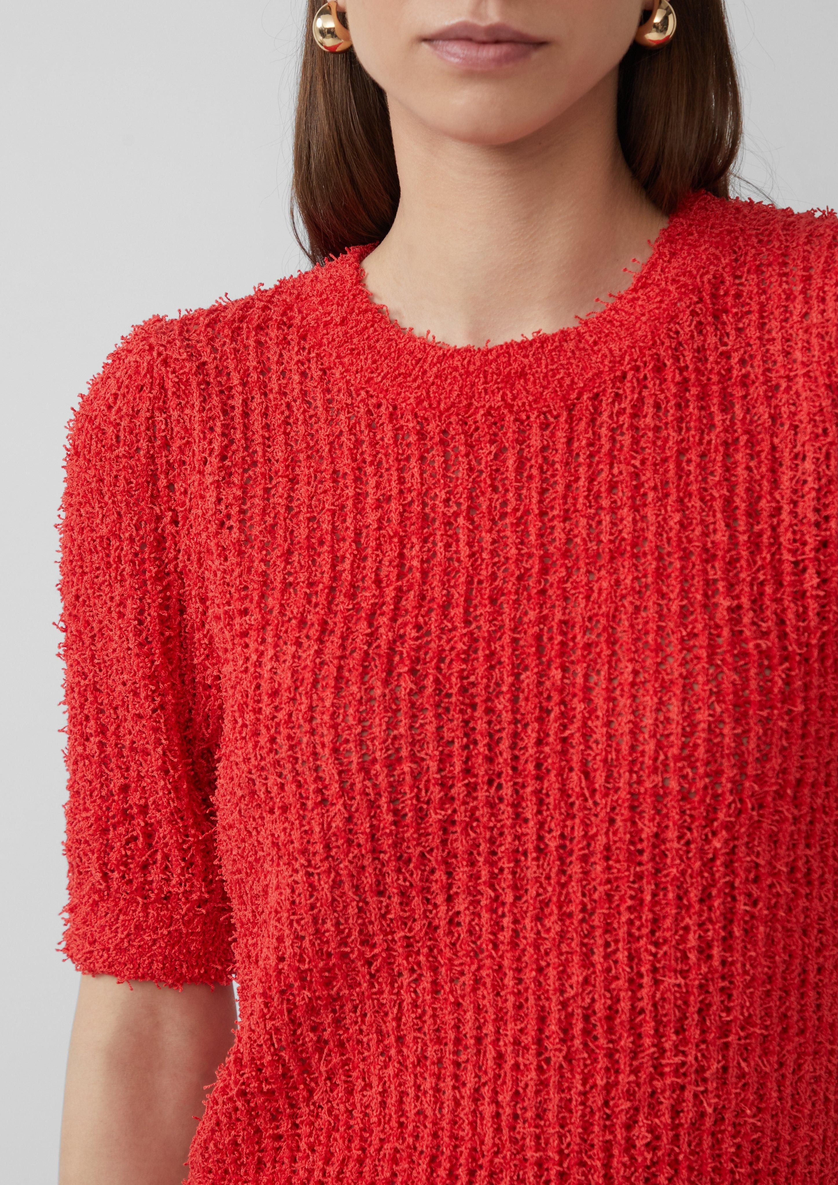 QS Strickpullover Kurzarmpullover aus Effektgarn günstig online kaufen