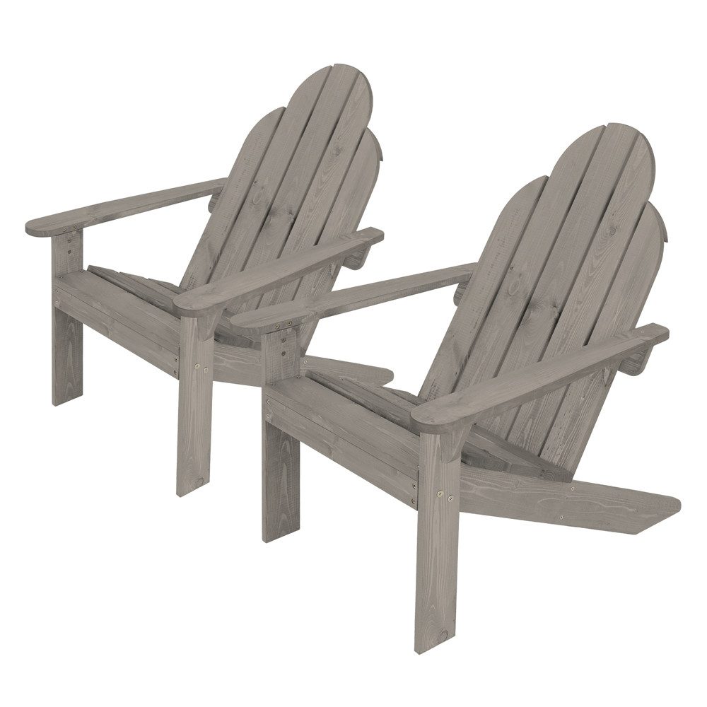 ML-DESIGN Gartenstuhl Adirondack-Stuhl mit Rückenlehne & Armlehnen, Wetterfest Gartensessel, Grau aus Tannenholz Massiv Holzstuhl Relaxstuhl Outdoor für Strand