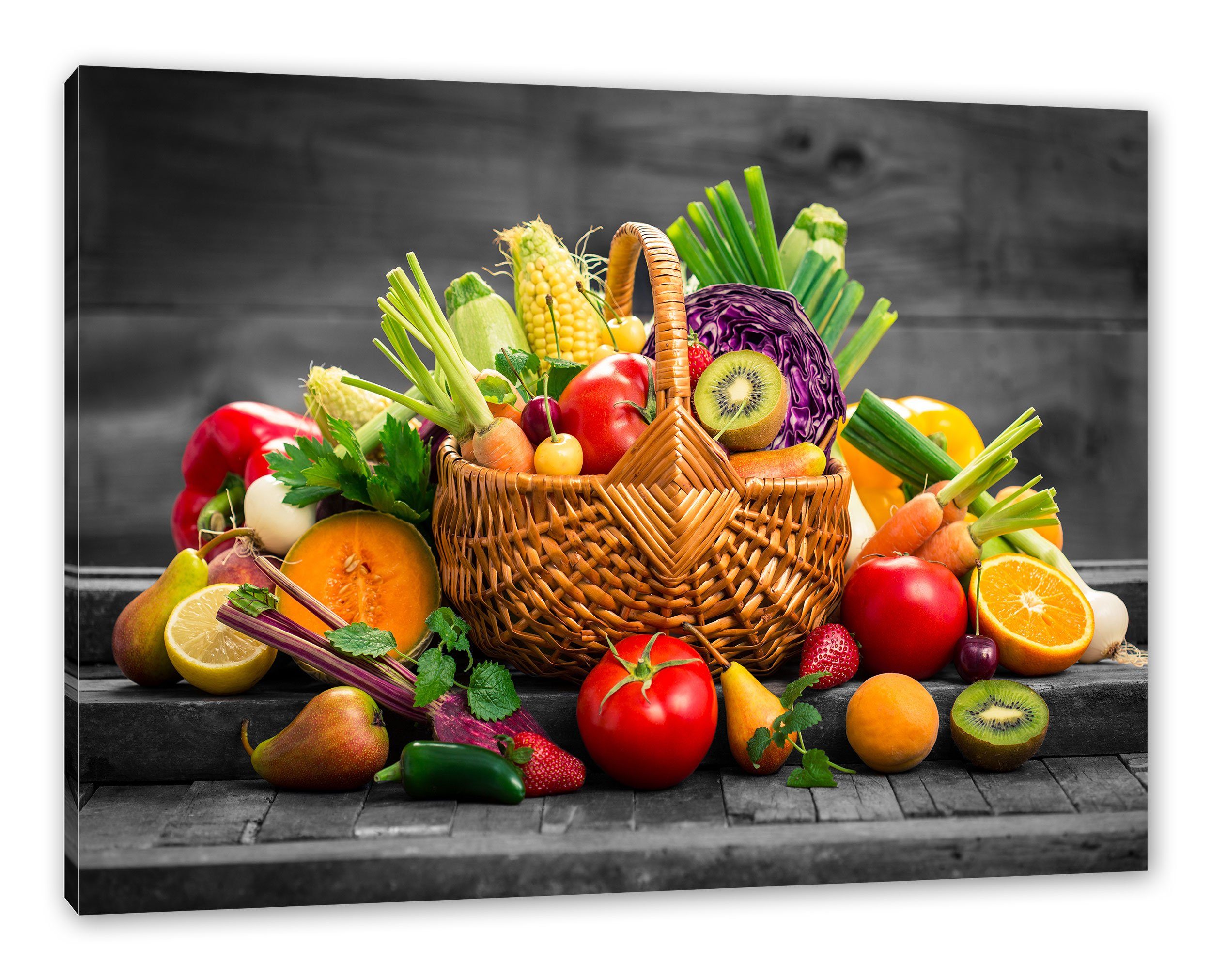 Pixxprint Leinwandbild Frisches Obst und Gemüse günstig online kaufen