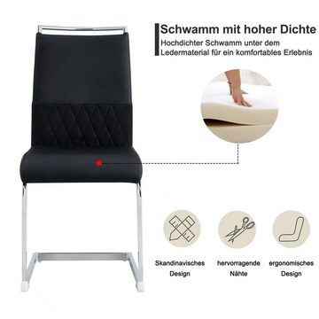 Ulife Freischwinger Esszimmerstühle Polsterstühle mit Kunstleder und Leinen (2 St)