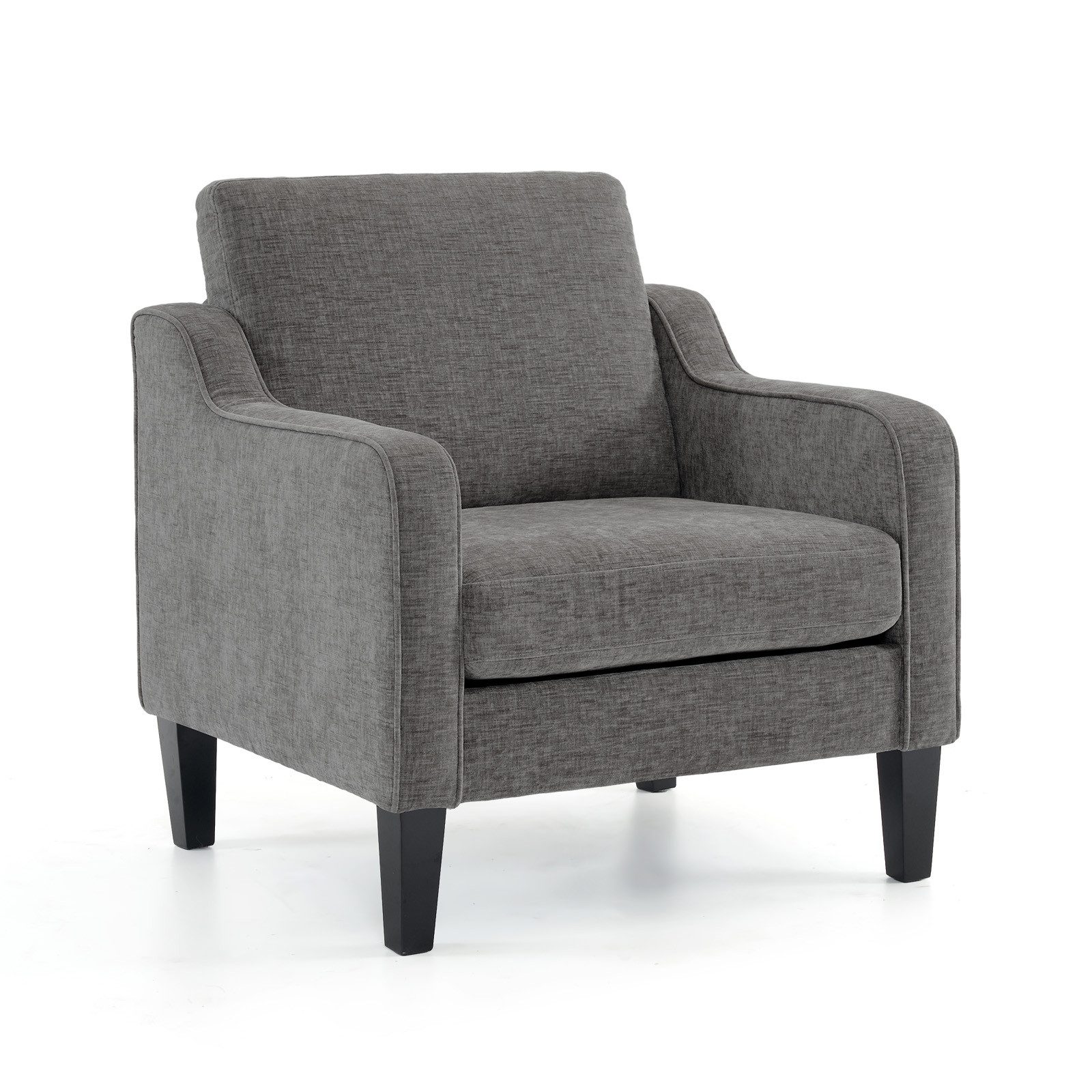 VINGLI Sessel Chenille, Einzelsessel mit Holzbeinen, Polstersessel 76x78 x84cm, Lesesessel mit Armlehnen für Wohnzimmer, Schlafzimmer & Büro
