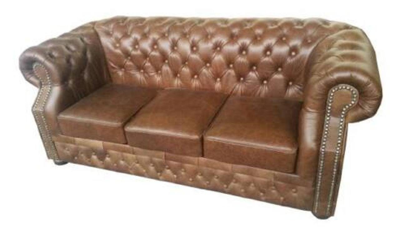 JVmoebel 3-Sitzer Ledersofa Chesterfield Oxford Sofa Couch Polster Vintage Ledersofa