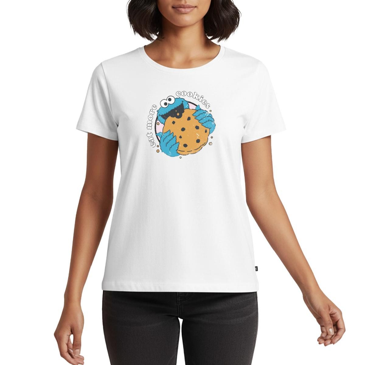 Spreadshirt T-Shirt Sesamstraße Krümelmonster Eat More Cookies Frauen Premium T-Shirt (1-tlg)