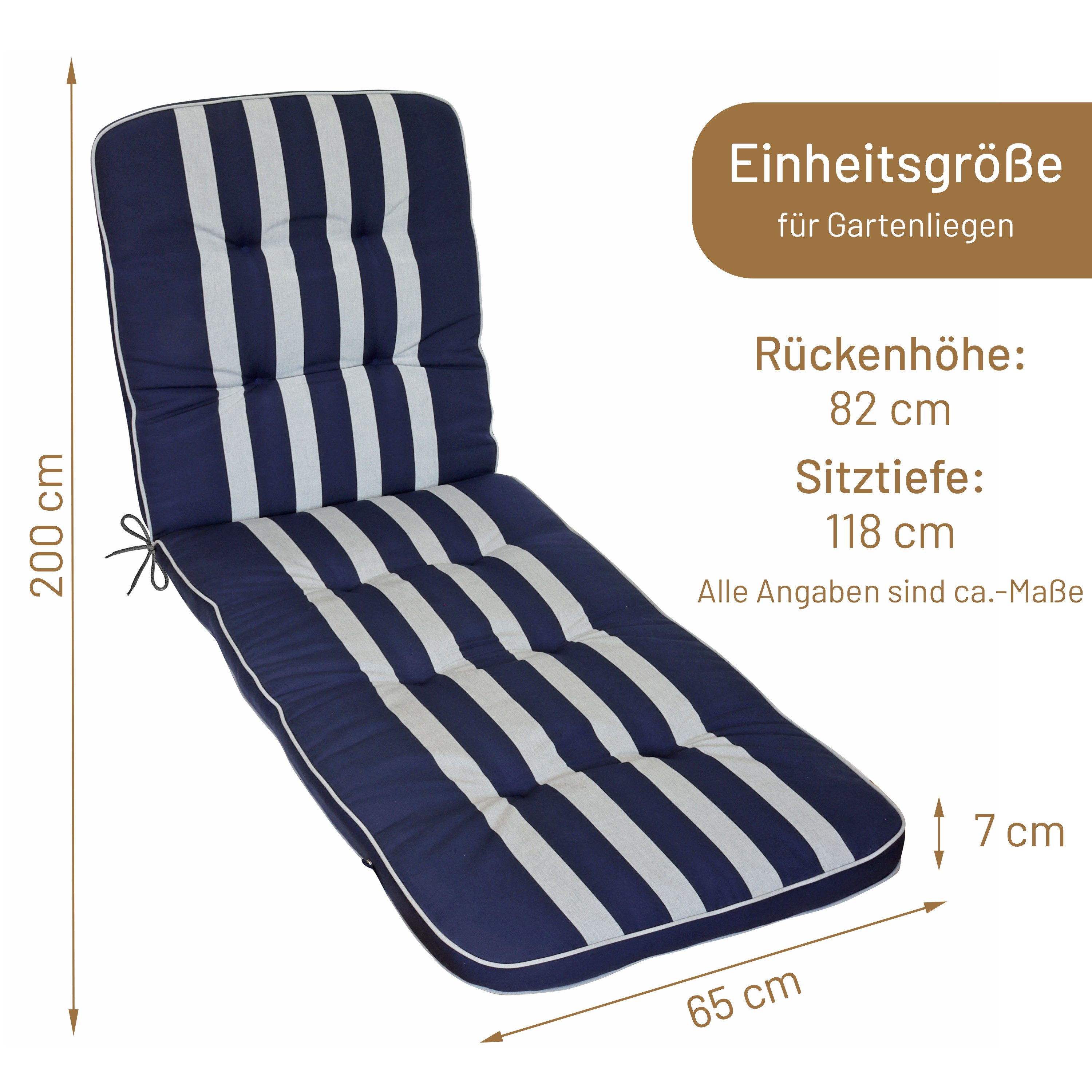 Herlag Liegenauflage Tilly, Rollliegenauflage Blockstreifen Blau-Gestreift 200x65x9cm