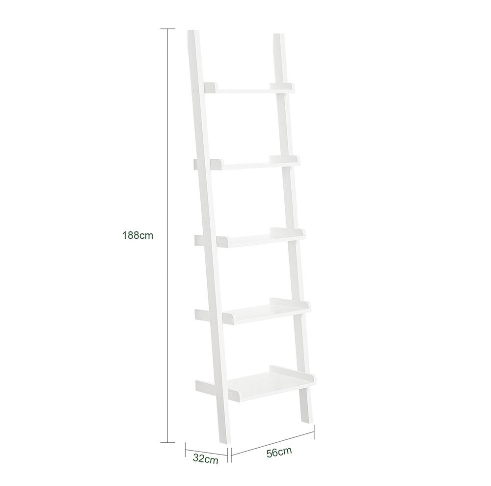 SoBuy Leiterregal FRG17, Standregal Bücherregal Ebenen mit 5 weiß Wandregal Badregal