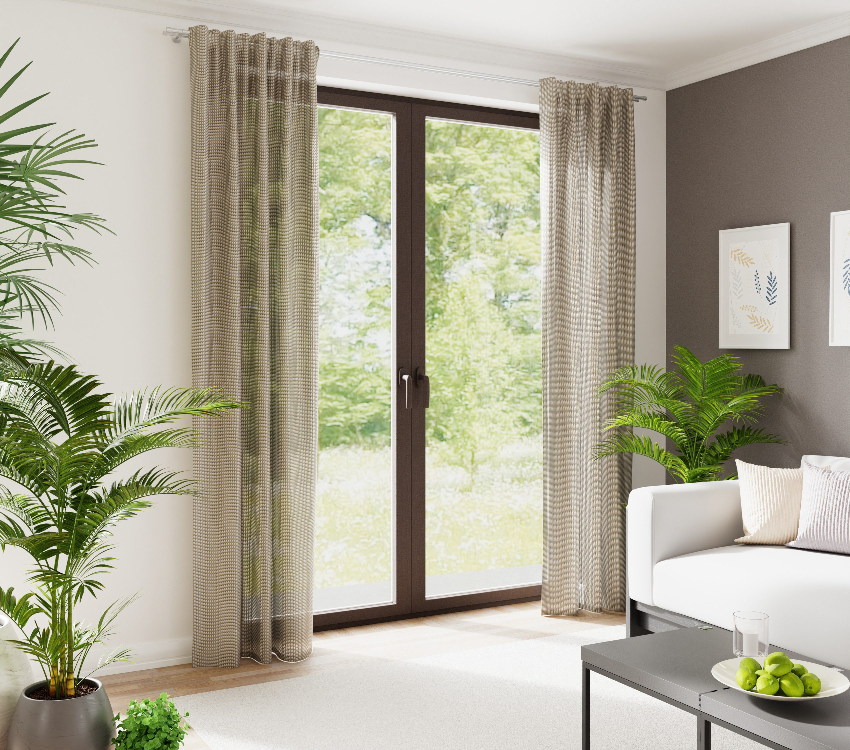 HOMING Gardine Neta (1 St), verdeckte Schlaufen, halbtransparent, Wirkware, Netzstuktur, Wohnzimmer, Küche, Schlafzimmer