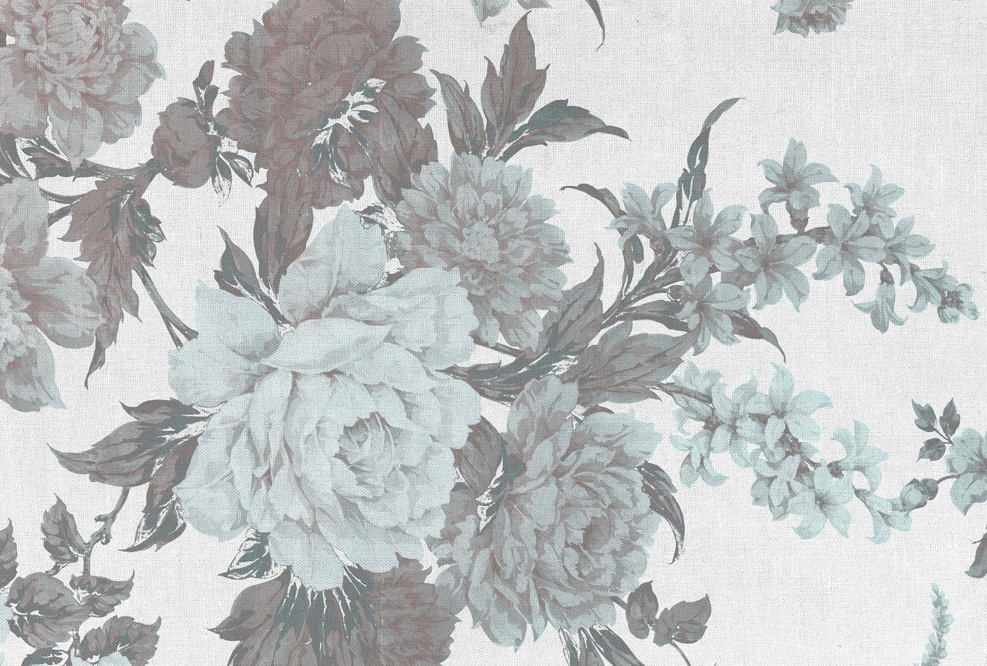 Schräge, dunkelgrün/weiß/hellblau (4 Vlies, Flowers 1, Fototapete Decke St), glatt, Paper Atelier Architects floral, 47 Wand,