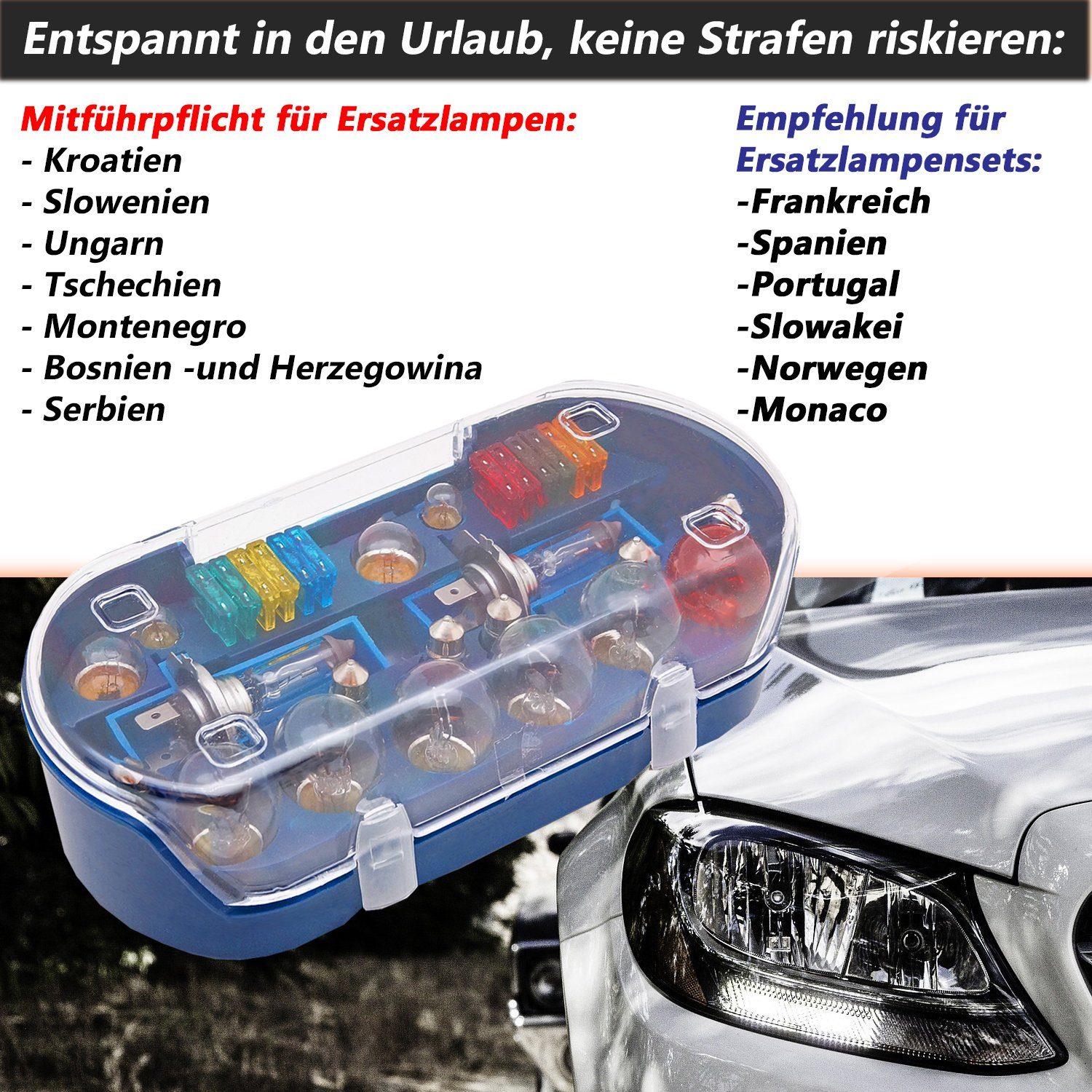 bemiX KFZ-Ersatzleuchte H7 Autolampen Set mit Sicherungen 30tlg PKW Ersatzlampenbox Auto Lampe, H7-PKW, Warmweiß, Autolampen 12 Volt