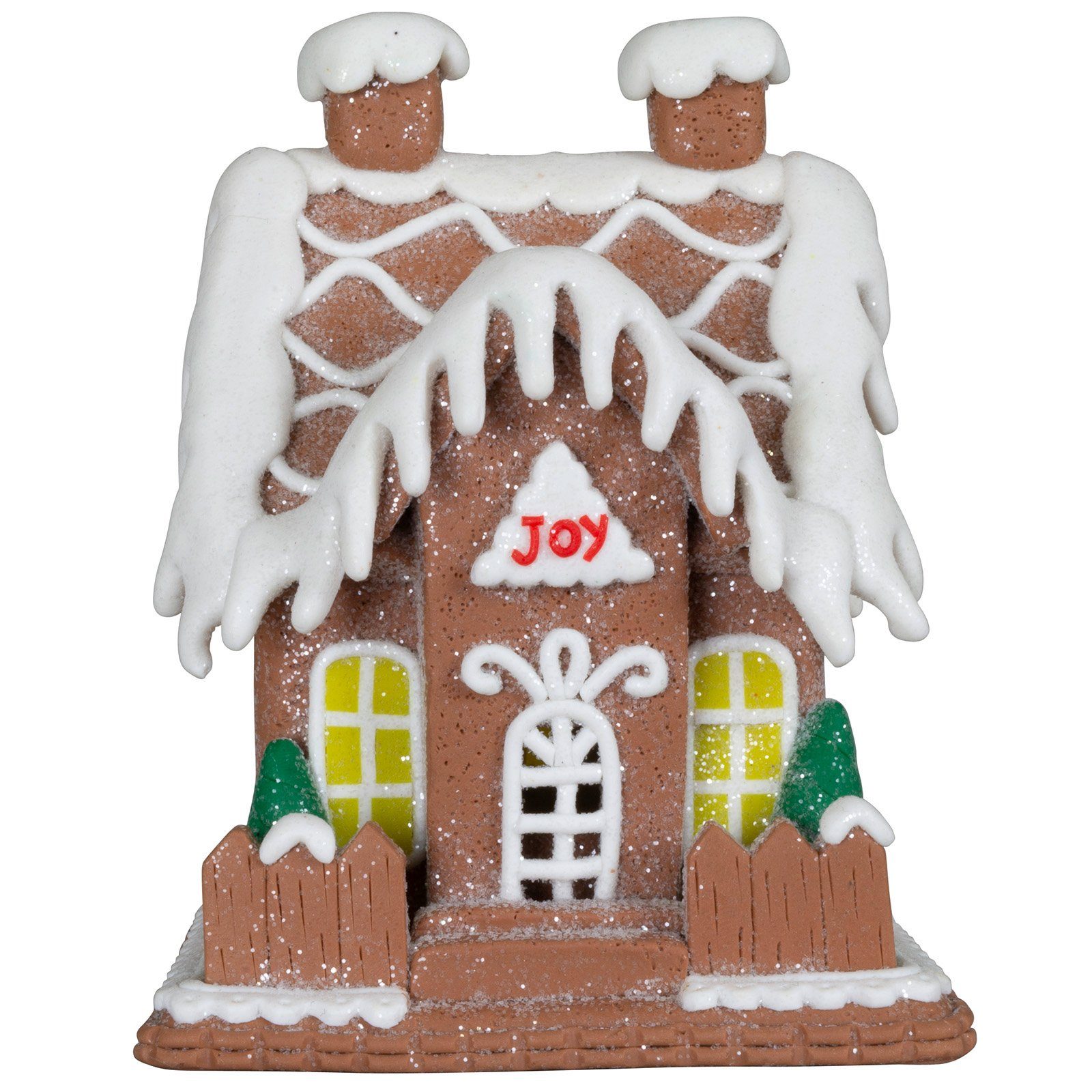 Christmas Paradise Weihnachtshaus weiß-braun Deko Lebkuchenhaus 13cm, Tischdekoration