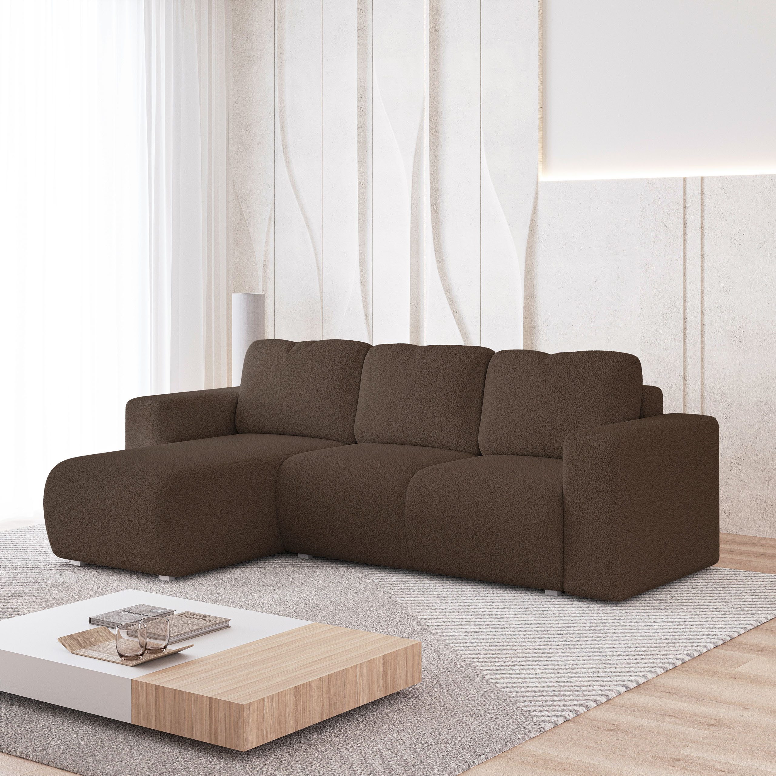 Masseno Ecksofa RINOVA mit Schlaffunktion L-Form, Sofa mit Bettkasten