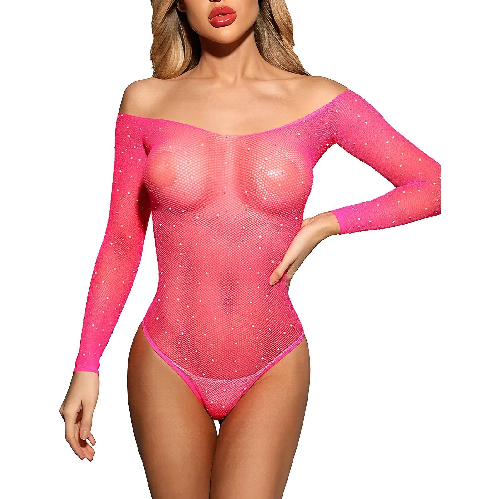 Elegant Love Bodystocking Sexy Strass Netz-Bodystocking mit Ouvert, Strumpfbody, Dessous (1 St) Elegante Damen-Reizwäsche – Feminine Lingerie für besondere Anlässe