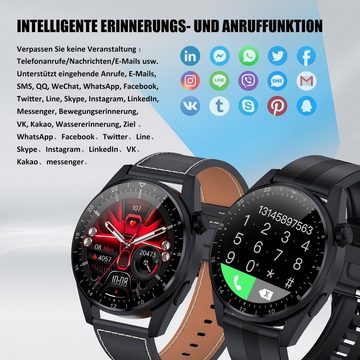 Tisoutec Smartwatch Damen Herren Smartwatch (Fitnessuhr mit Telefonfunktion/WhatsApp Notiz,Smartwatch Fitness Tracker Uhr IP68 Wasserdicht,1.36" HD Voll Touchscreen Fitnessuhr Tracker mit Blutsauerstoff/Pulsmesser/Sportuhr/Schrittzähler/Schlafmonitor Aktivitätstracker usw für iOS/Android Uhren Watch 1+1 Uhrenarmband cm)