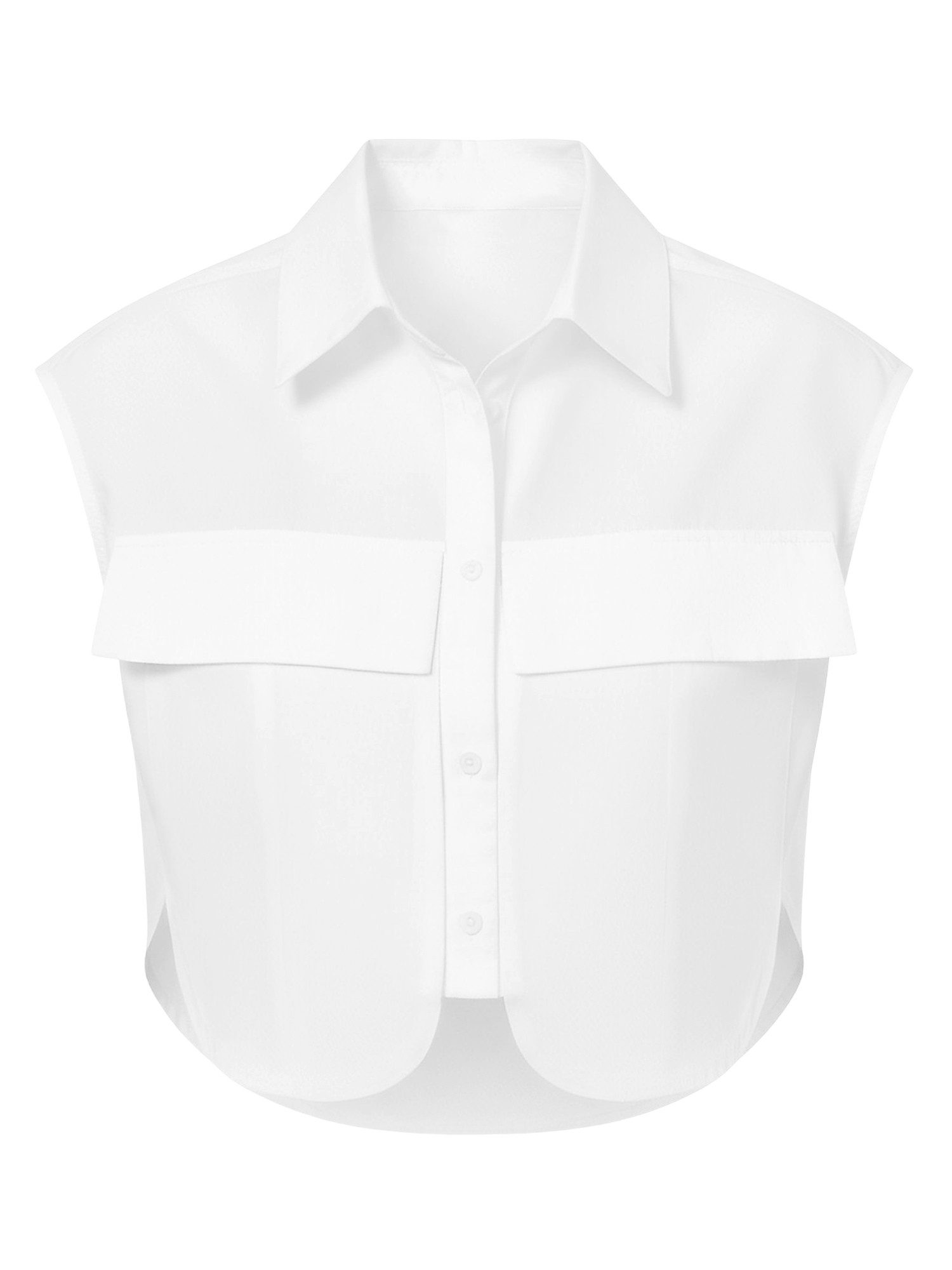 Imily Bela Blusenshirt Damen Ärmellose Cropped mit Brusttaschen und Kragen Casual (Packung, 1-tlg., 1per-Pack) aus Baumwolle in Unifarbe – Bild 5 von 5