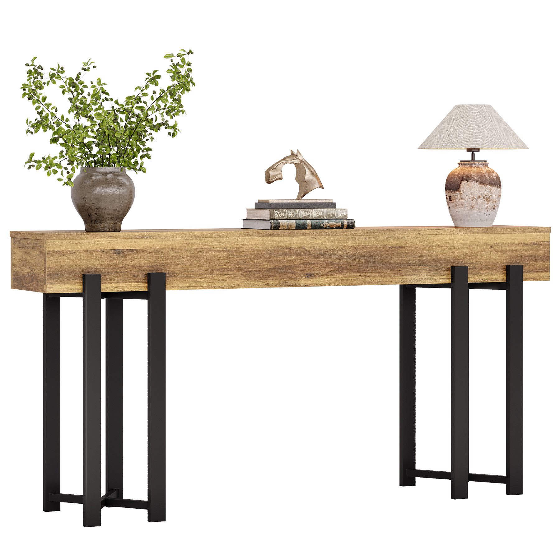 Tribesigns Konsolentisch 160x30cm Landhaus Flurtisch Eiche günstig online kaufen