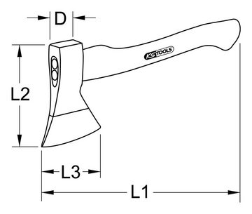 KS Tools Beil, 35 cm Länge, Handbeil mit Fiberglasstiel, 800g