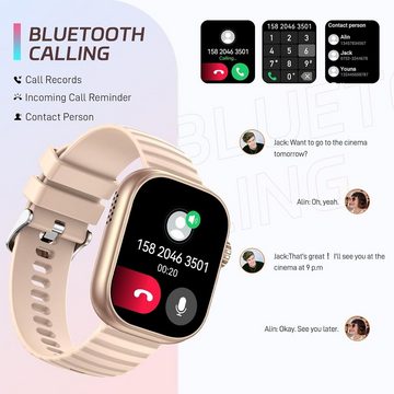 JELLOO ZW39 Smartwatch (2.01 Zoll Zoll, Andriod iOS), mit SpO2, Telefon, 100+ Sportmodi, 400mAh, wasserdicht