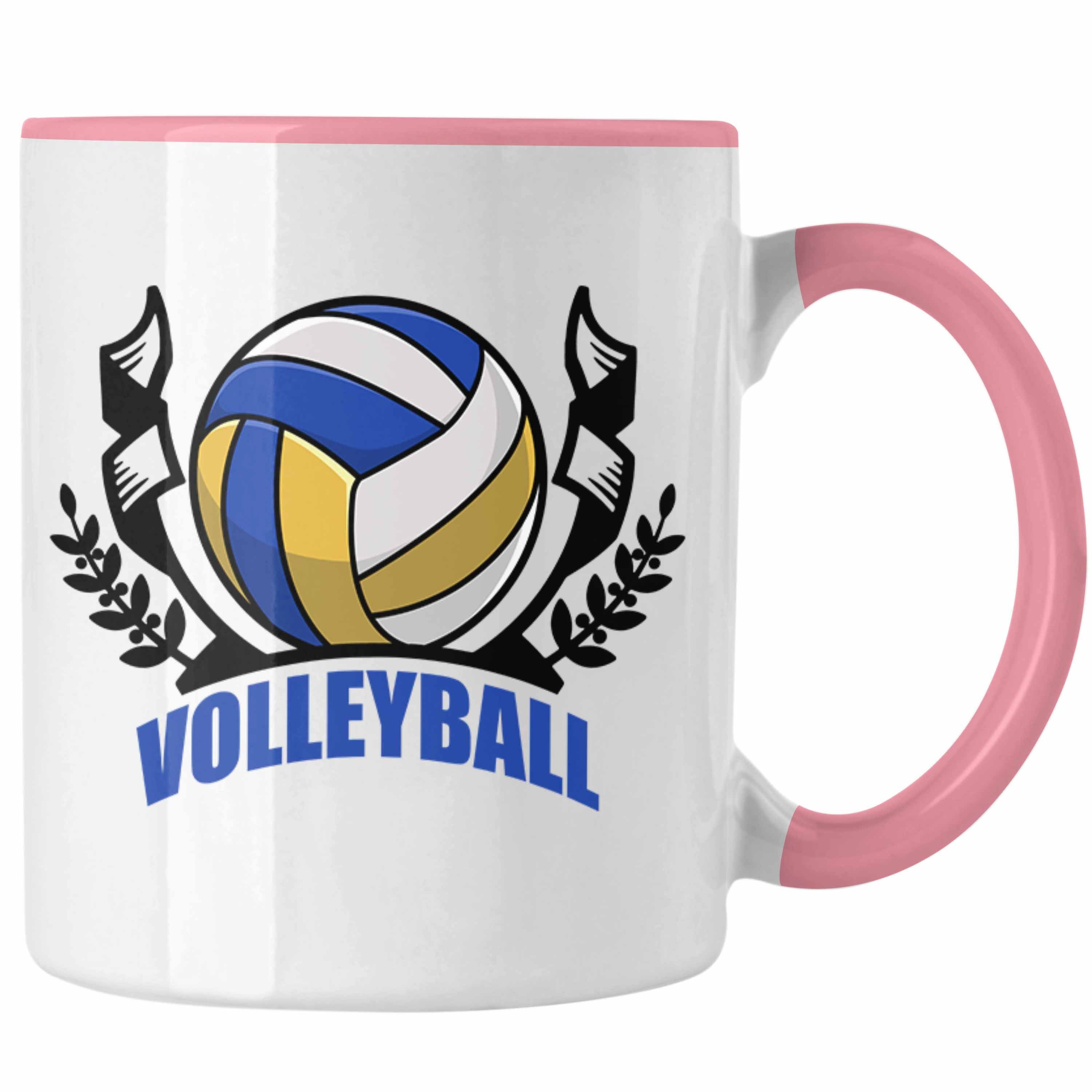 Trendation Tasse Volleyball-Tasse Geschenk für Volleyball-Spieler Geschenkidee Rosa