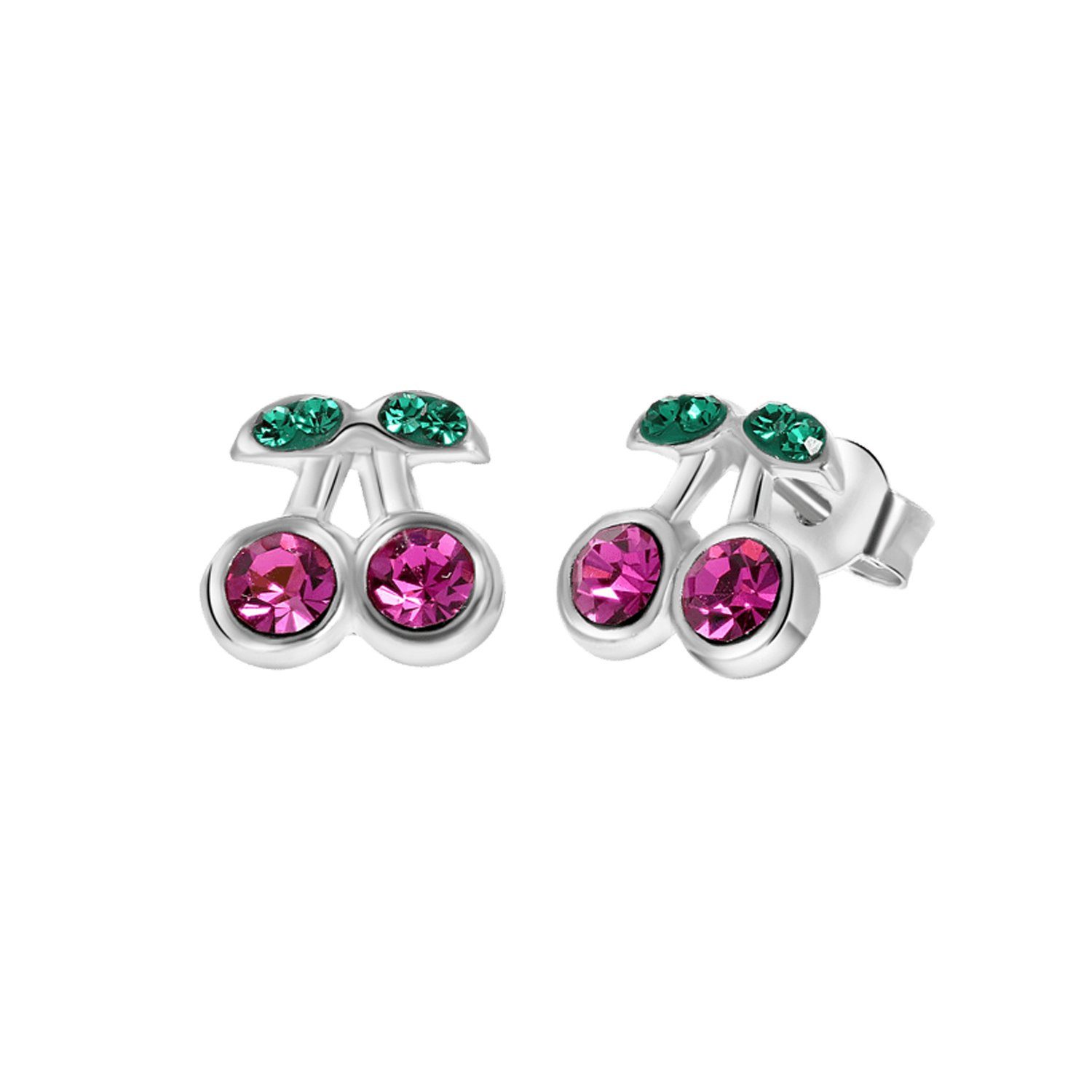 LUCARDI Paar Ohrstecker Ohrring - 925 Silber - Silber - Kristall - Kinder