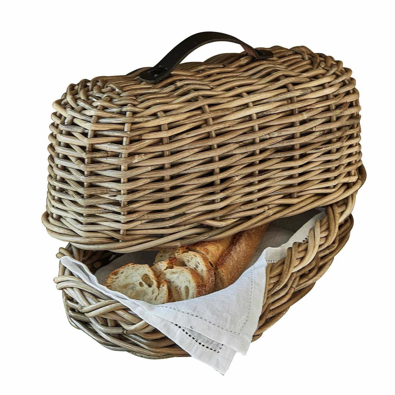 Mirabeau Brotkasten Brotbox Gioialetto braun, Rattan, Rattan (calamus tetradactylus hance), Henkel: 100% Rindsleder (bos taurus domesticus gmelin)