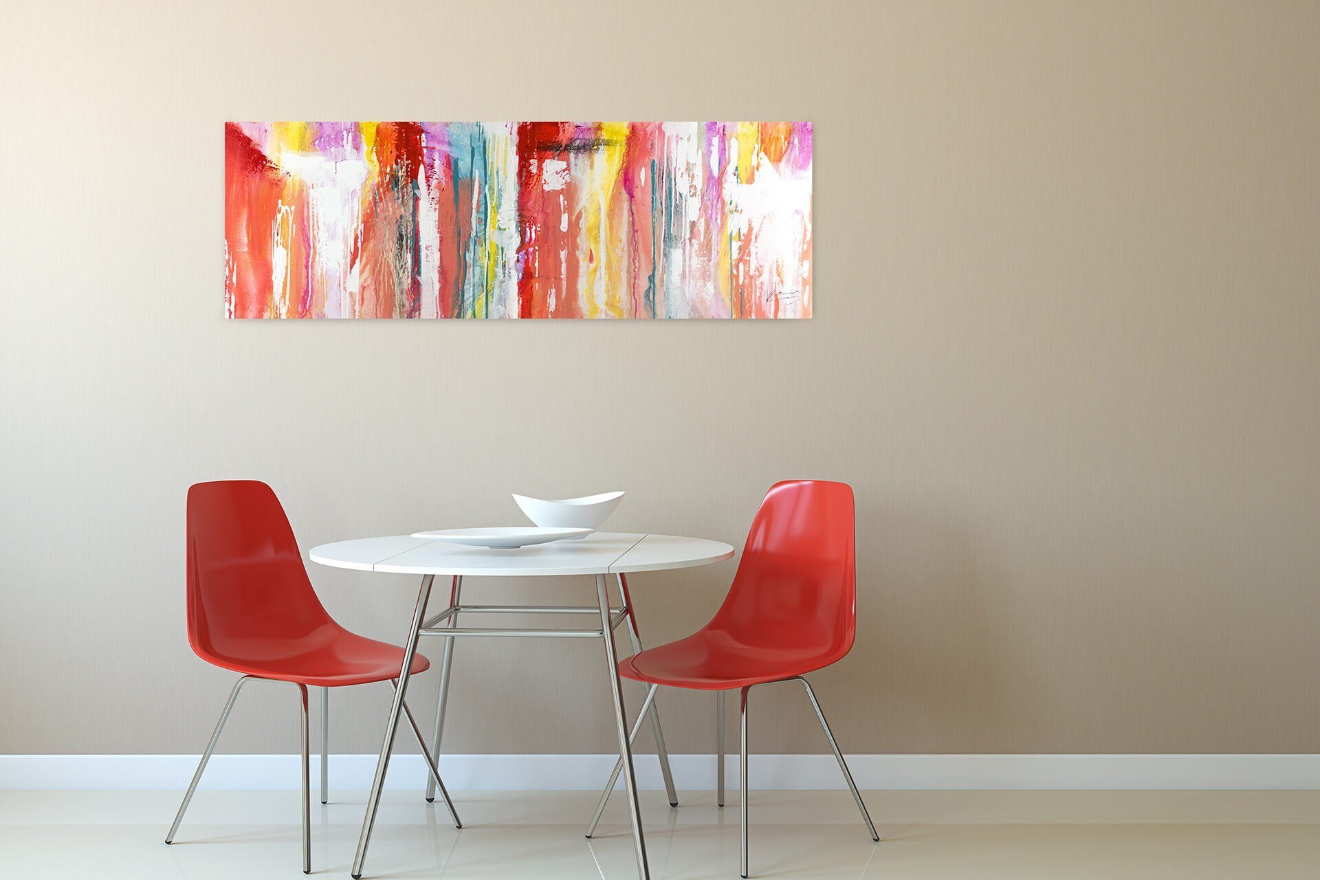Leinwandbild Gemälde Fließende Wandbild KUNSTLOFT Geborgenheit HANDGEMALT 100% 150x50 cm, Wohnzimmer