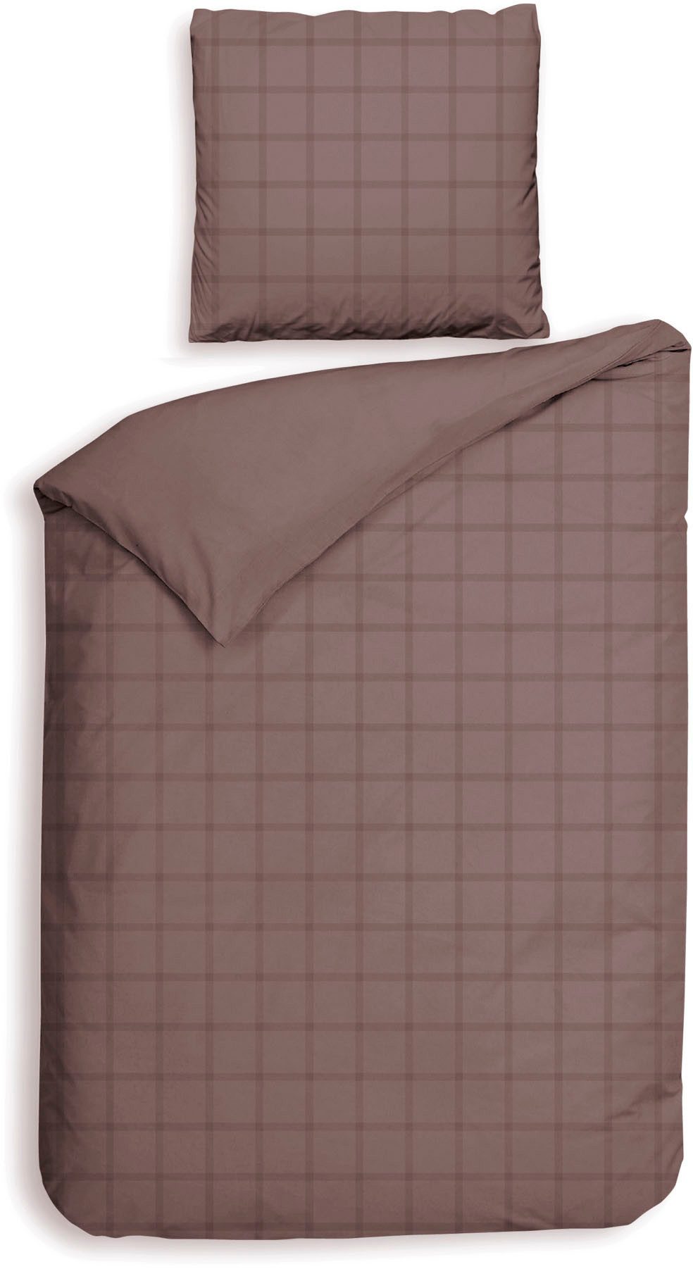 Heckett and Lane Wendebettwäsche Diamante, Mako-Satin, 2 teilig, kariert, hochwertiges Mako-Satin, Bettwäsche ab 135x200 cm.