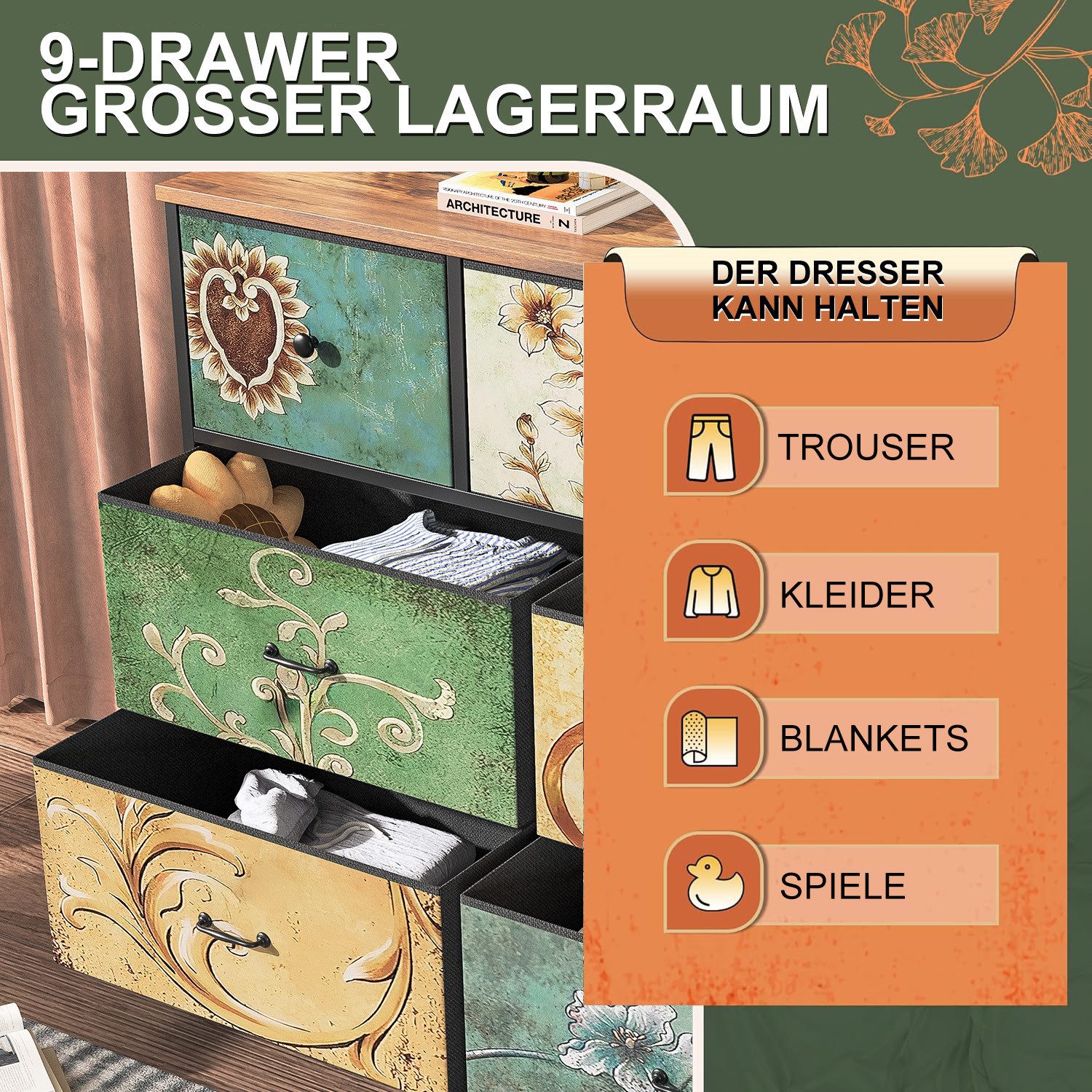 kowdom Kommode Bunte Retro-Kommode 7 Schubladen, Vintage Sideboard 100x30cm, Retro-Stil, 7 Schubladen, bunt lackiert, Metallgriffe
