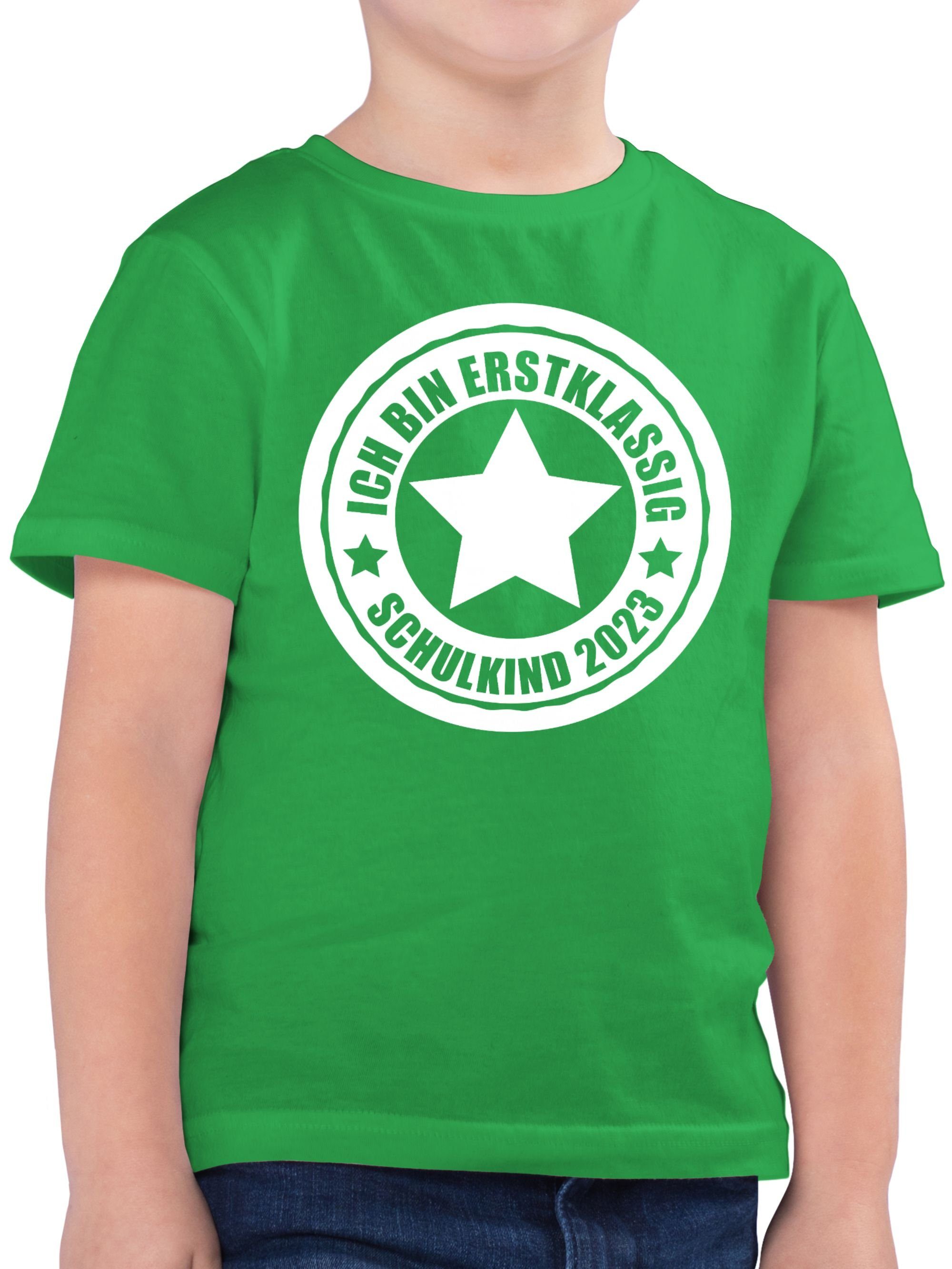 Shirtracer T-Shirt Ich bin erstklassig - Schulkind 2023 Einschulung Junge Schulanfang Geschenke 3 Grün