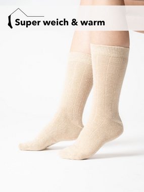 HomeOfSocks Socken Wollsocken Herren Und Damen mit 9% Kaschmir und 34% Wolle vom Merino Schaf 2er Pack Luxuriöse Wollsocken mit Merino und Kaschmir - Druckarme Zehennaht Strapazierfähig und Ohne Einschnüren