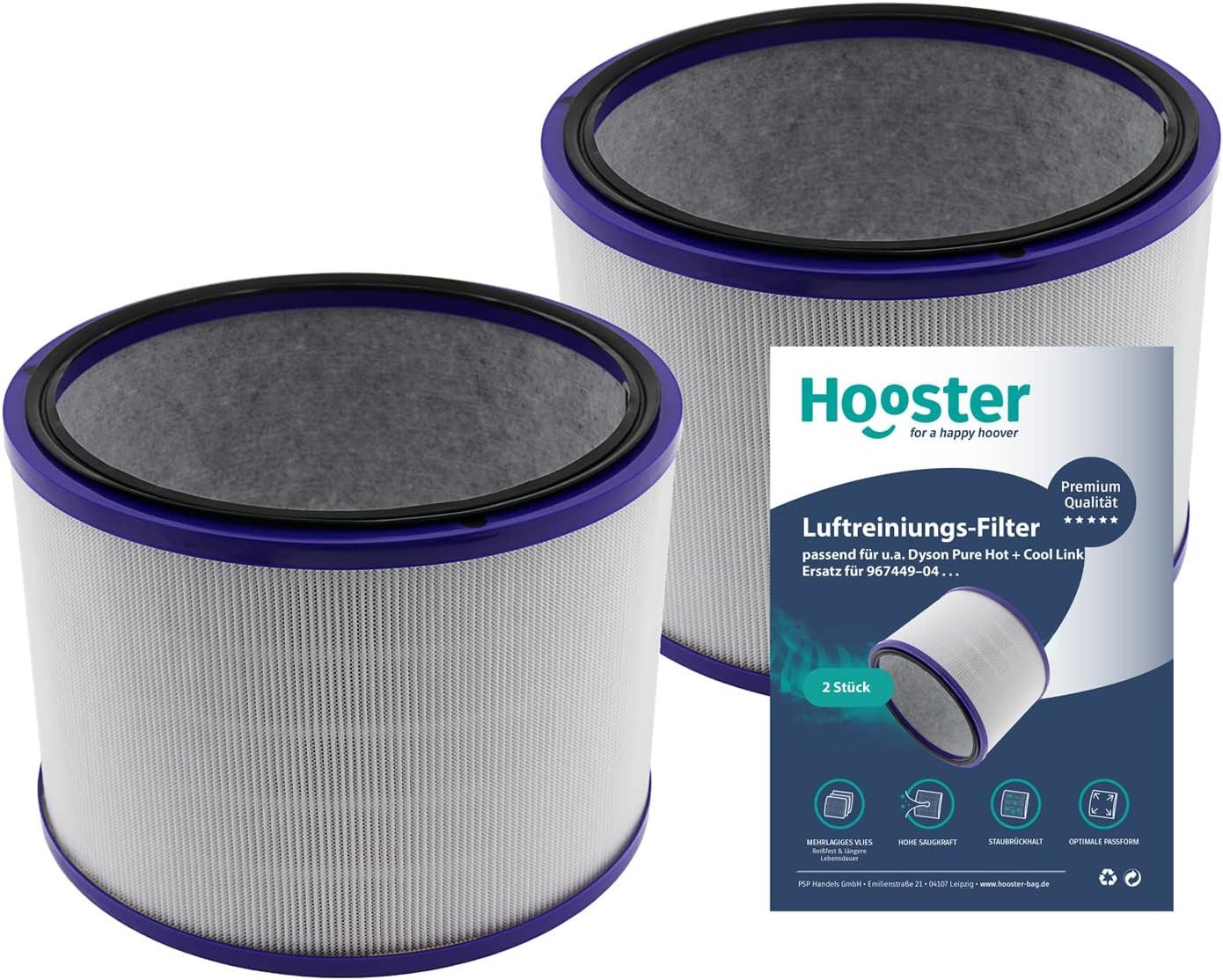 Hooster Luftfilter 2er-SET Filter passend für Dyson Pure Hot + Cool Link, kompatibel mit Dyson DP01 DP03 HP01 HP02 HP03, Ersatz für 967449–04