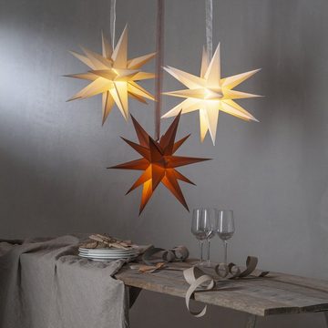 MARELIDA LED Stern Papierstern 3D Stern mit Band Weihnachtsstern Faltstern D: 45cm weiß