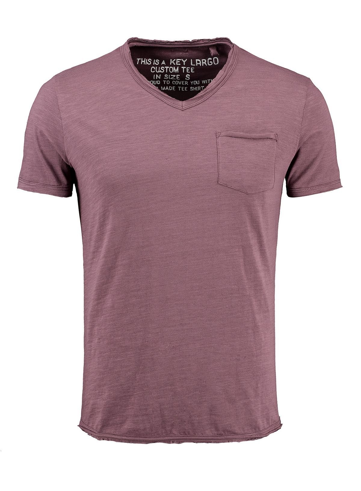 Key Largo T-Shirt Water vintage Look uni Basic MT00780 V-Ausschnitt unifarb günstig online kaufen