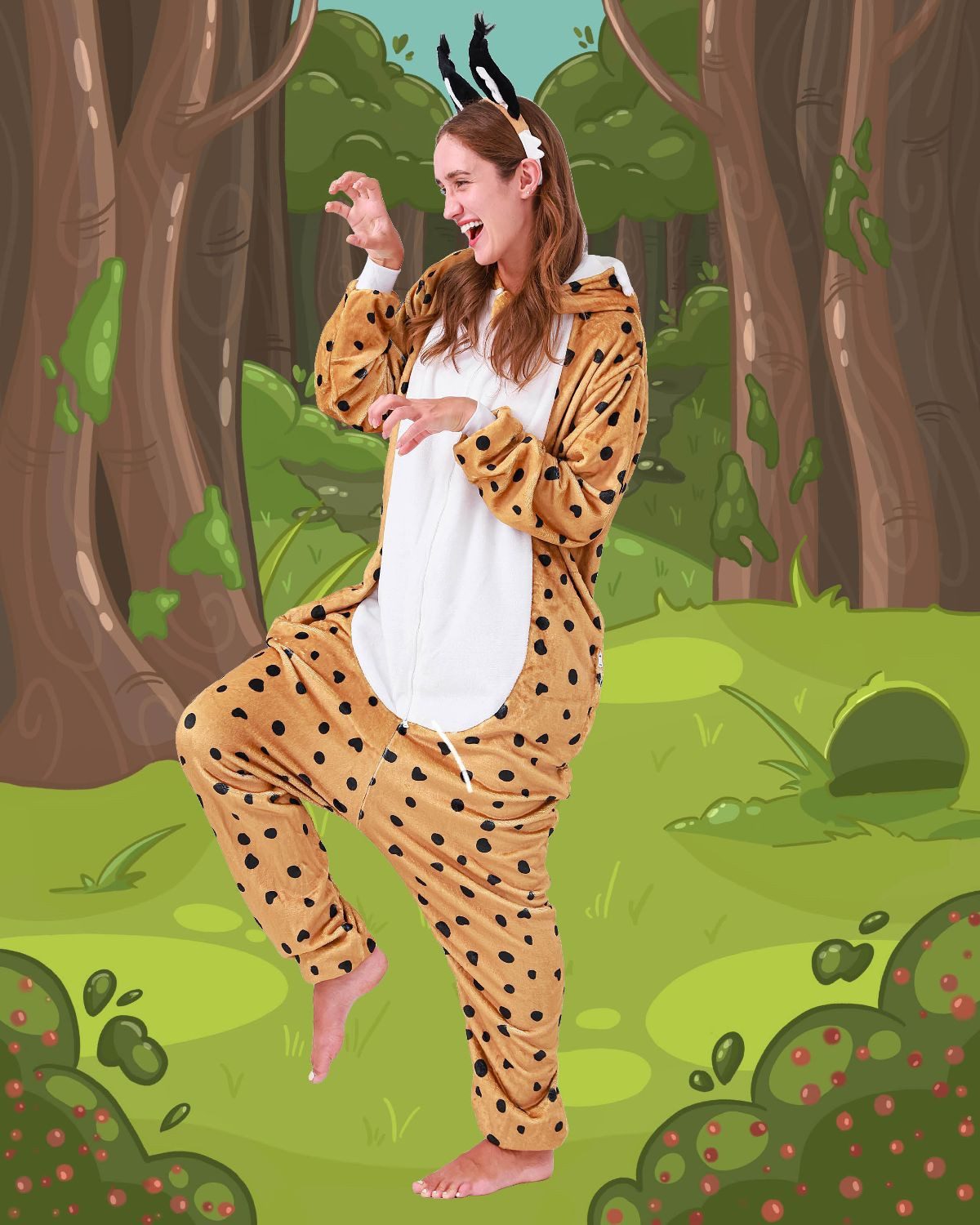 Corimori Partyanzug Flauschiges Luchs-Kostüm mit Haarreif, Jumpsuit, Pyjama günstig online kaufen