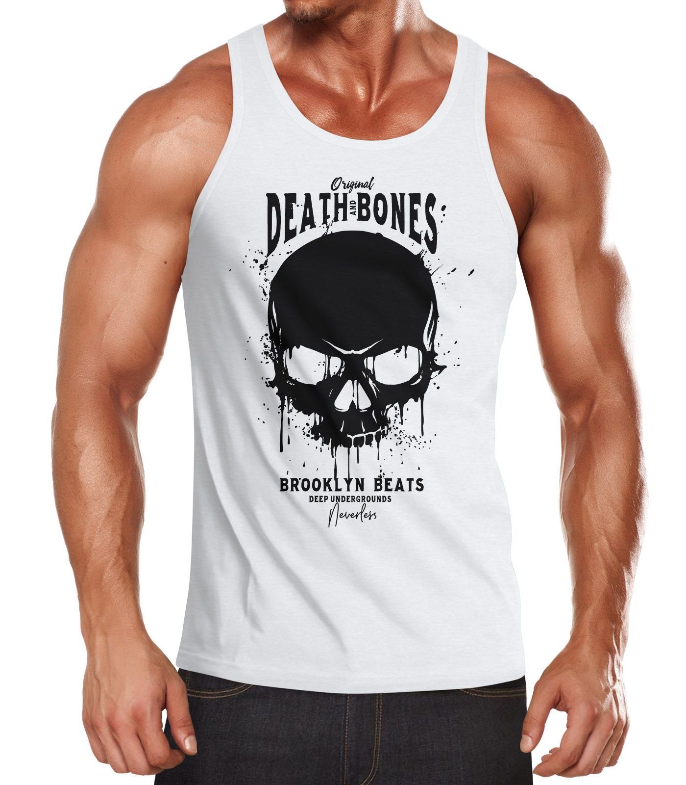 Neverless Tanktop Herren Tank-Top Skull Death and Bones Totenkopf Club Outfit Muskelshirt Muscle Shirt Neverless® mit Print