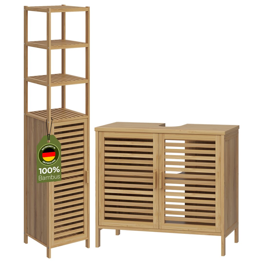 Bellamio Badmöbel-Set Newa, (2er-Set, 1x Waschbeckenunterschrank, 1x Hochsc günstig online kaufen