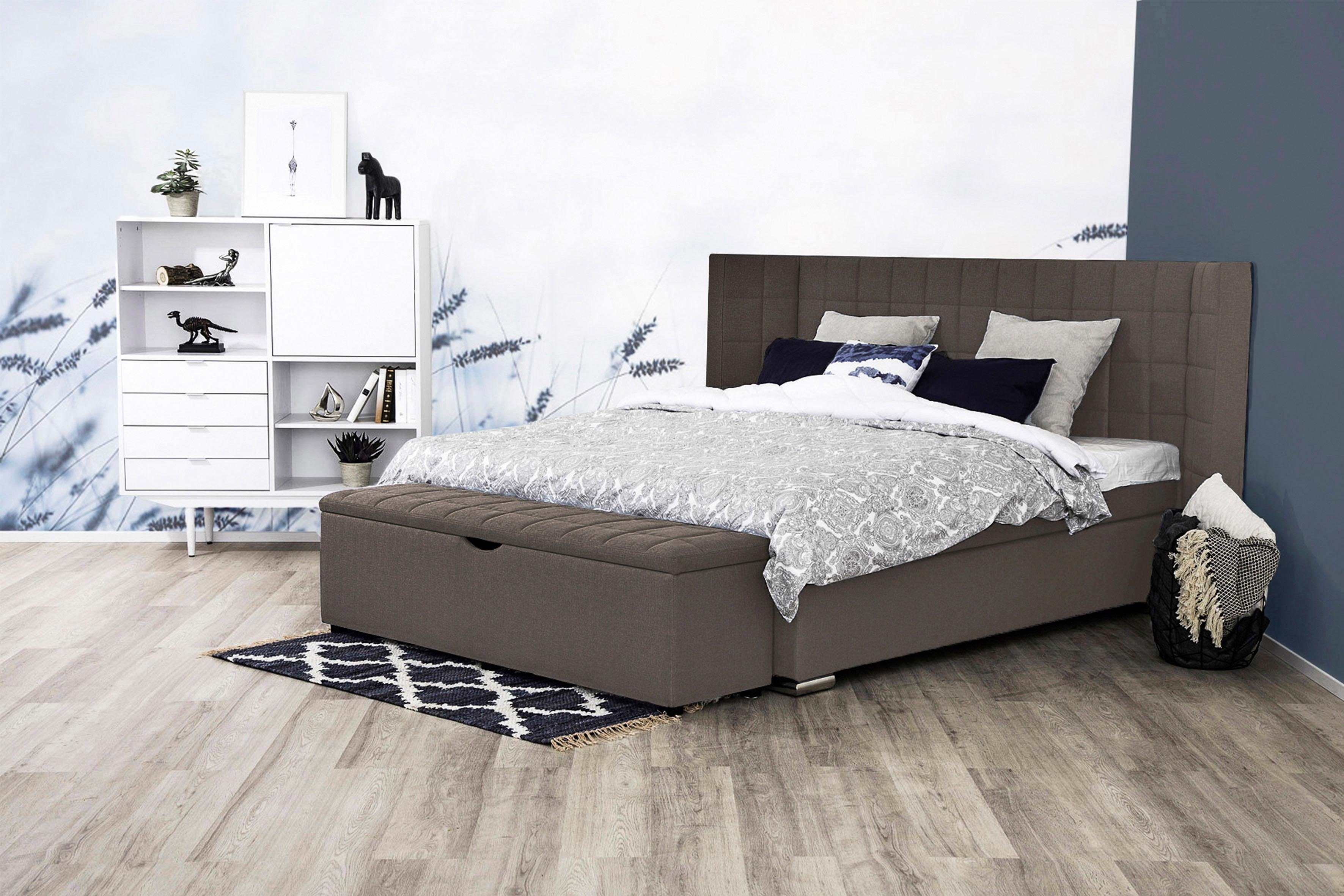 Home affaire Boxspringbett Piazza, mit Steppung und Kopfteil mit seitlichen Flügeln