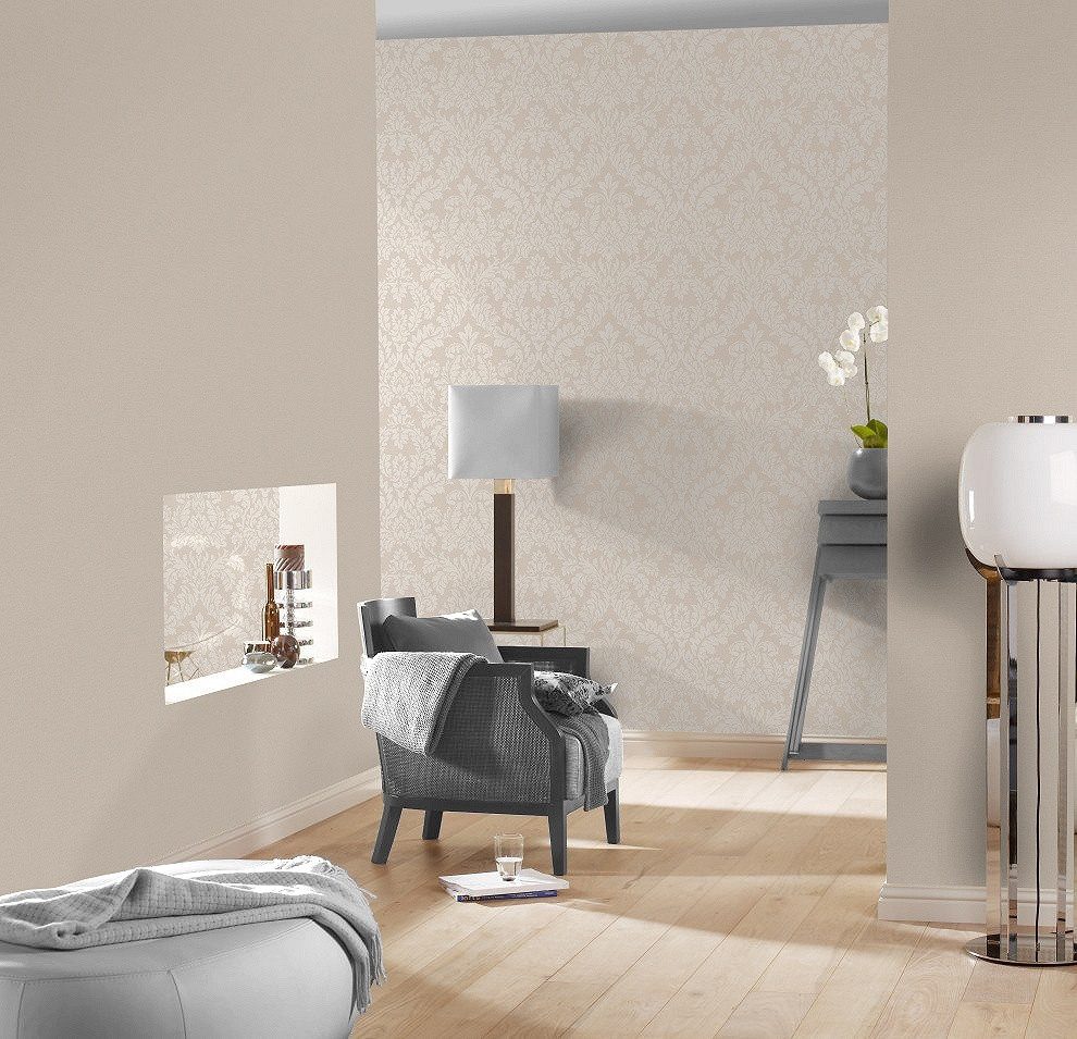 Rasch Vliestapete Ornamente - Vinyltapete Beige Creme, Textiloptik, (1 Rolle, 1 St., 10,05 m x 0,53 m), gute Lichtbeständigkeit, feucht abwischbar, restlos abzi – Bild 3 von 5